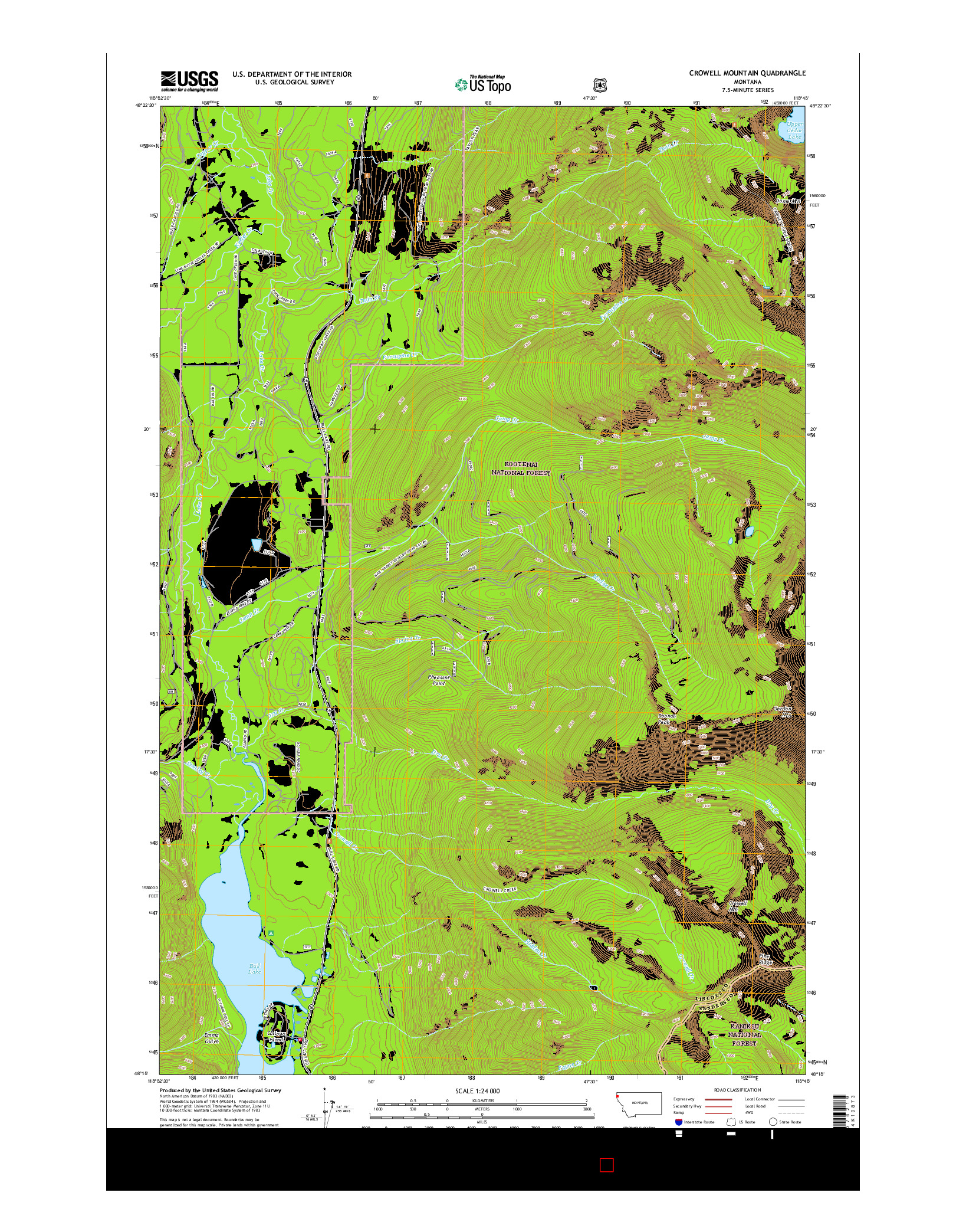 USGS US TOPO 7.5-MINUTE MAP FOR CROWELL MOUNTAIN, MT 2017