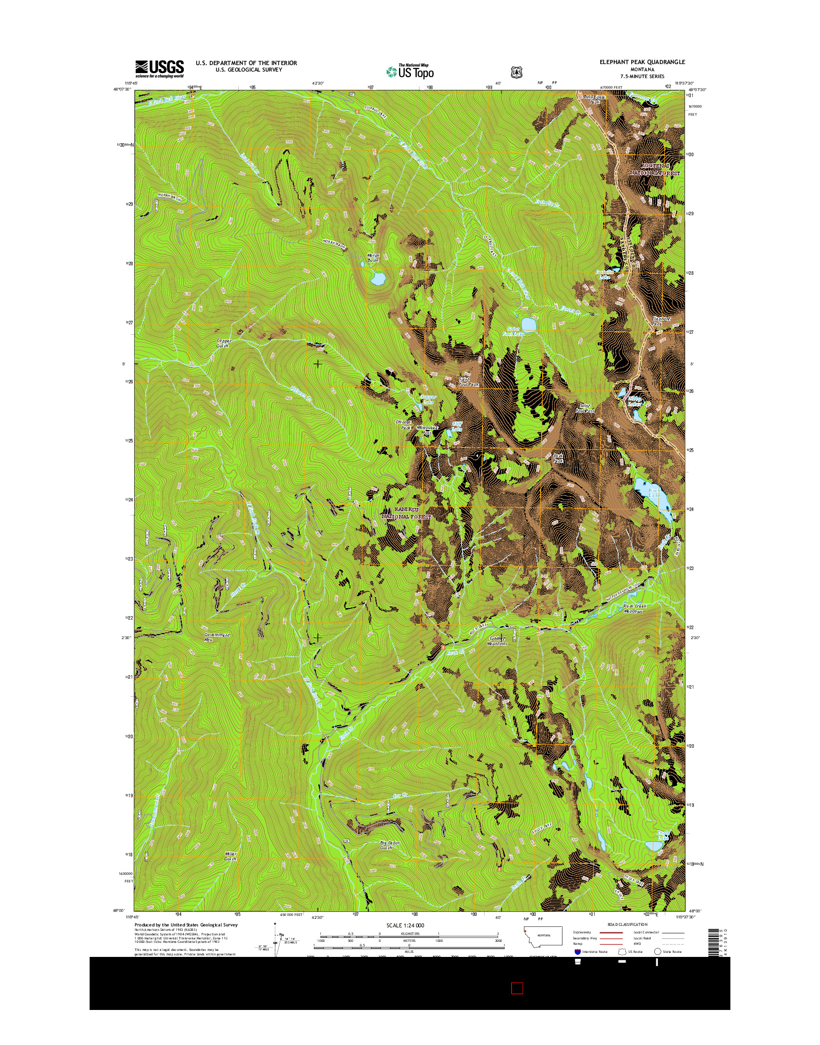 USGS US TOPO 7.5-MINUTE MAP FOR ELEPHANT PEAK, MT 2017