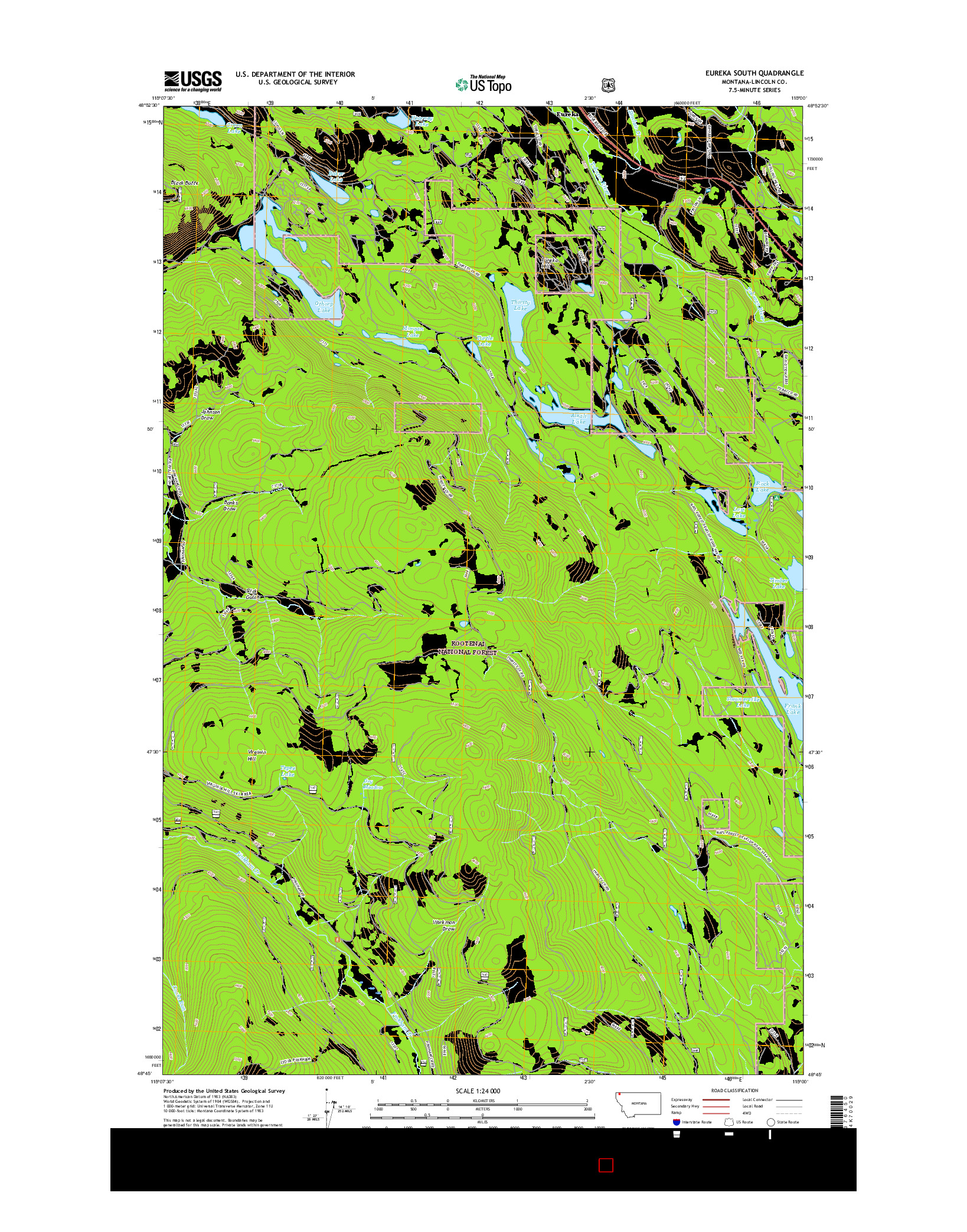 USGS US TOPO 7.5-MINUTE MAP FOR EUREKA SOUTH, MT 2017