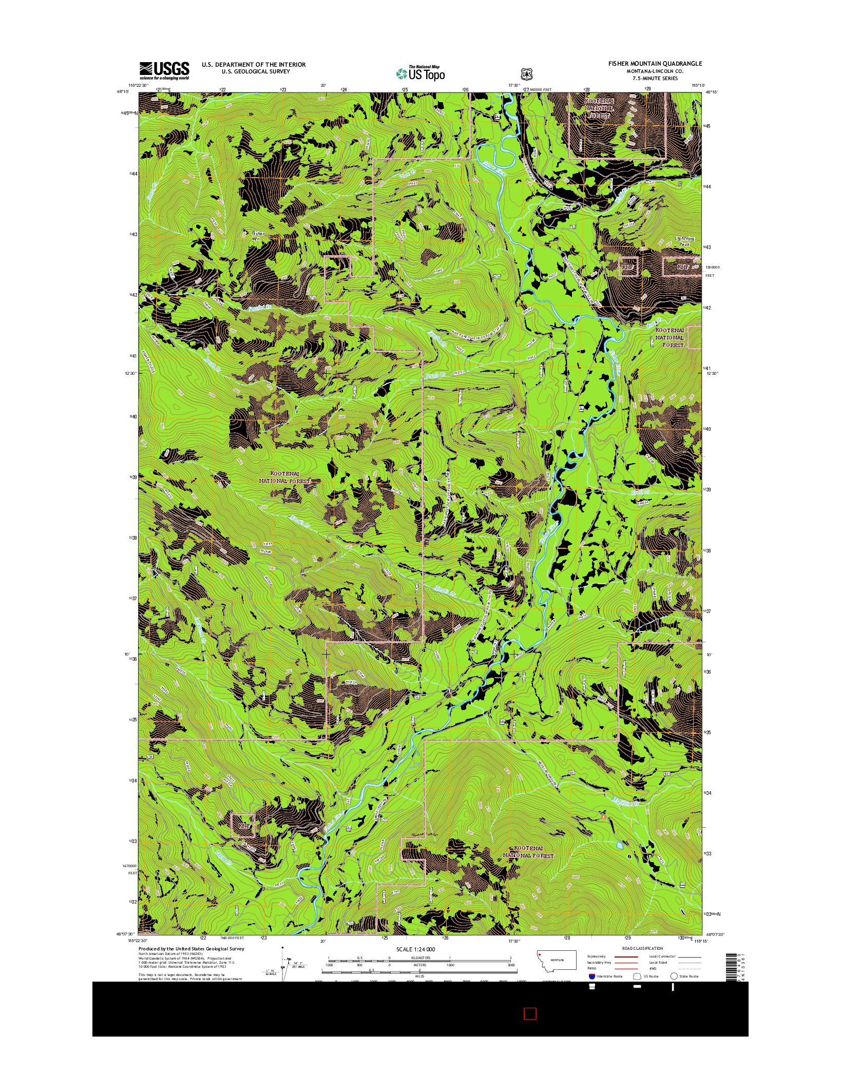 USGS US TOPO 7.5-MINUTE MAP FOR FISHER MOUNTAIN, MT 2017