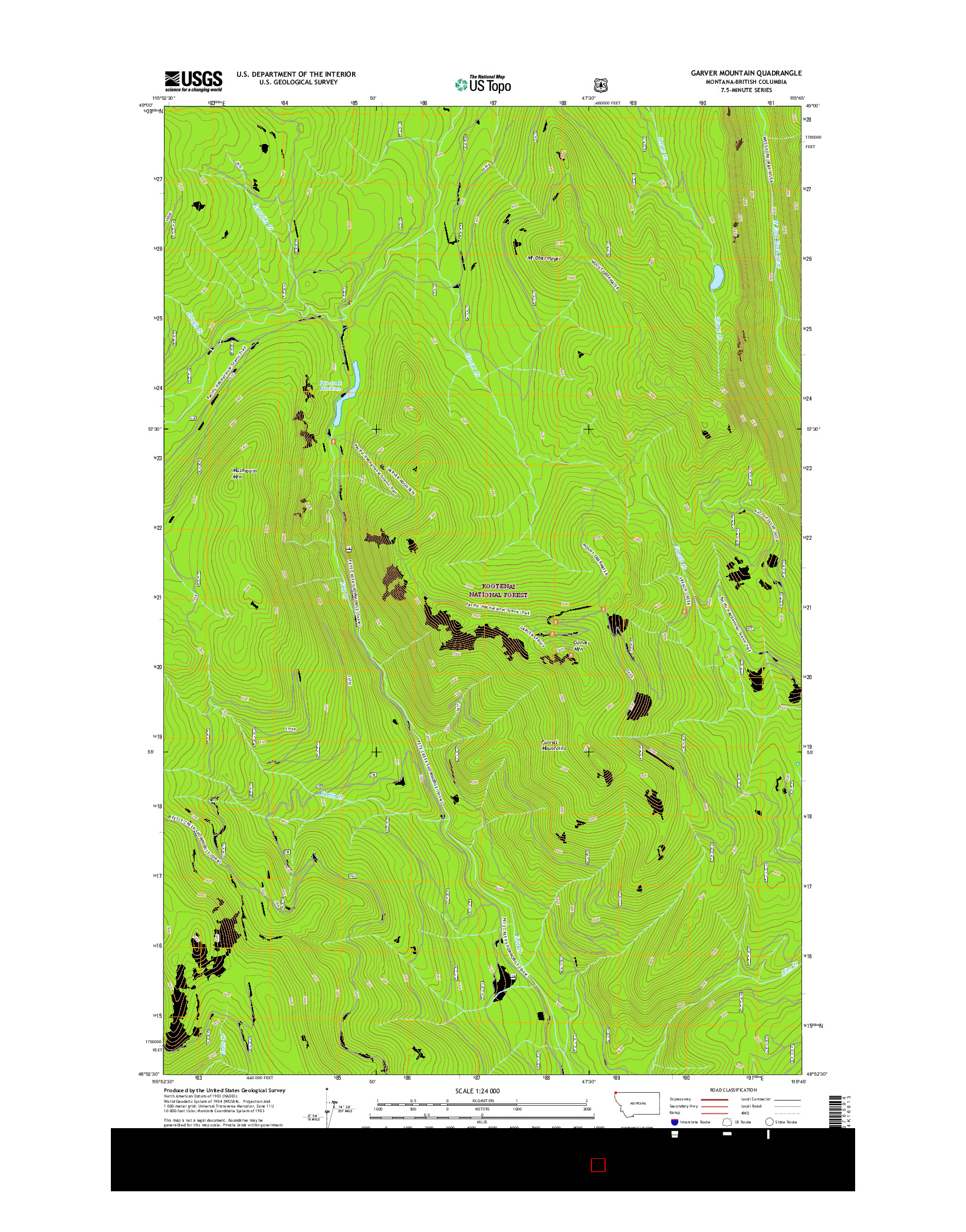 USGS US TOPO 7.5-MINUTE MAP FOR GARVER MOUNTAIN, MT-BC 2017