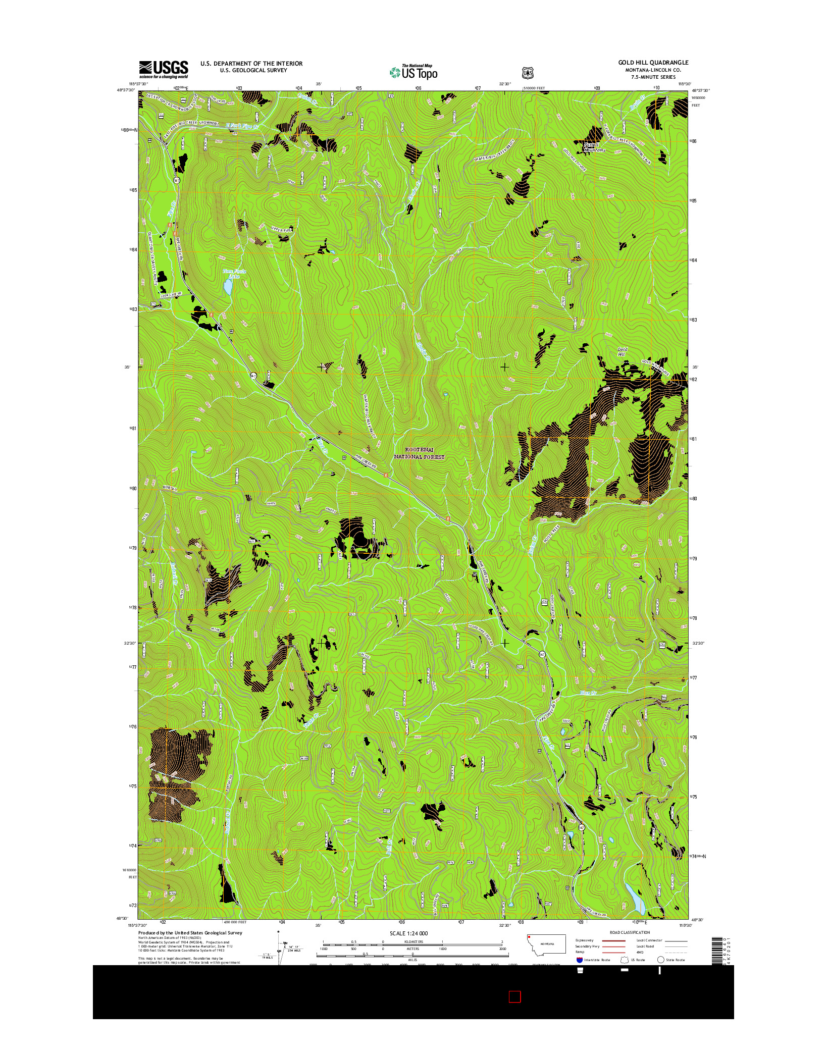 USGS US TOPO 7.5-MINUTE MAP FOR GOLD HILL, MT 2017