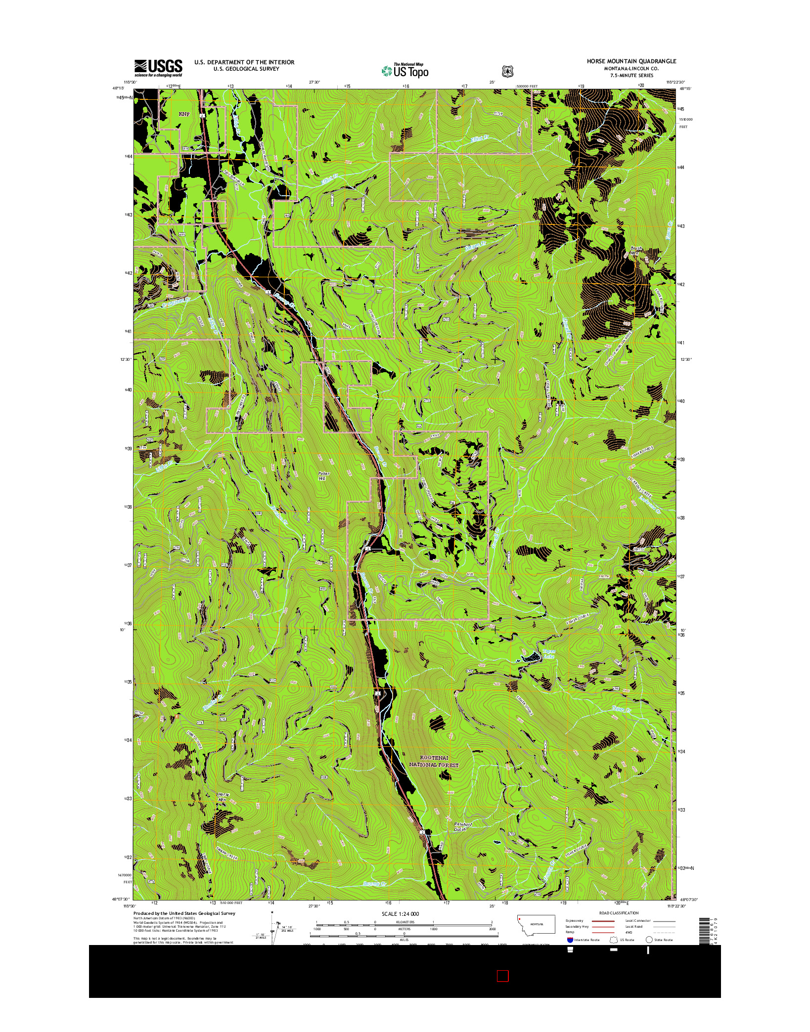 USGS US TOPO 7.5-MINUTE MAP FOR HORSE MOUNTAIN, MT 2017