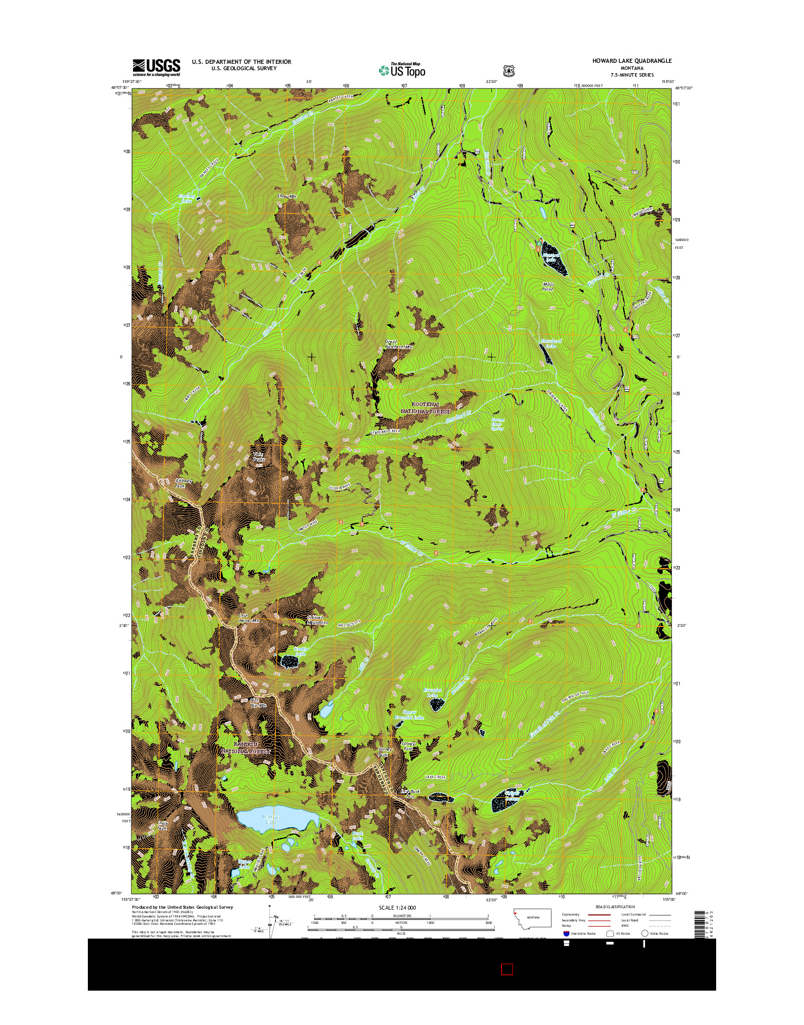 USGS US TOPO 7.5-MINUTE MAP FOR HOWARD LAKE, MT 2017