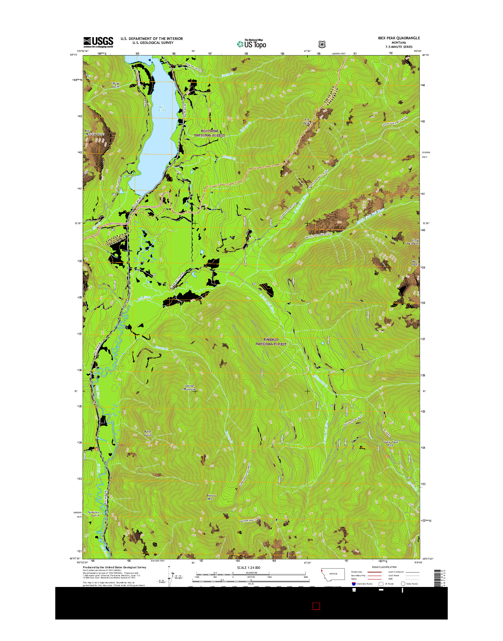 USGS US TOPO 7.5-MINUTE MAP FOR IBEX PEAK, MT 2017