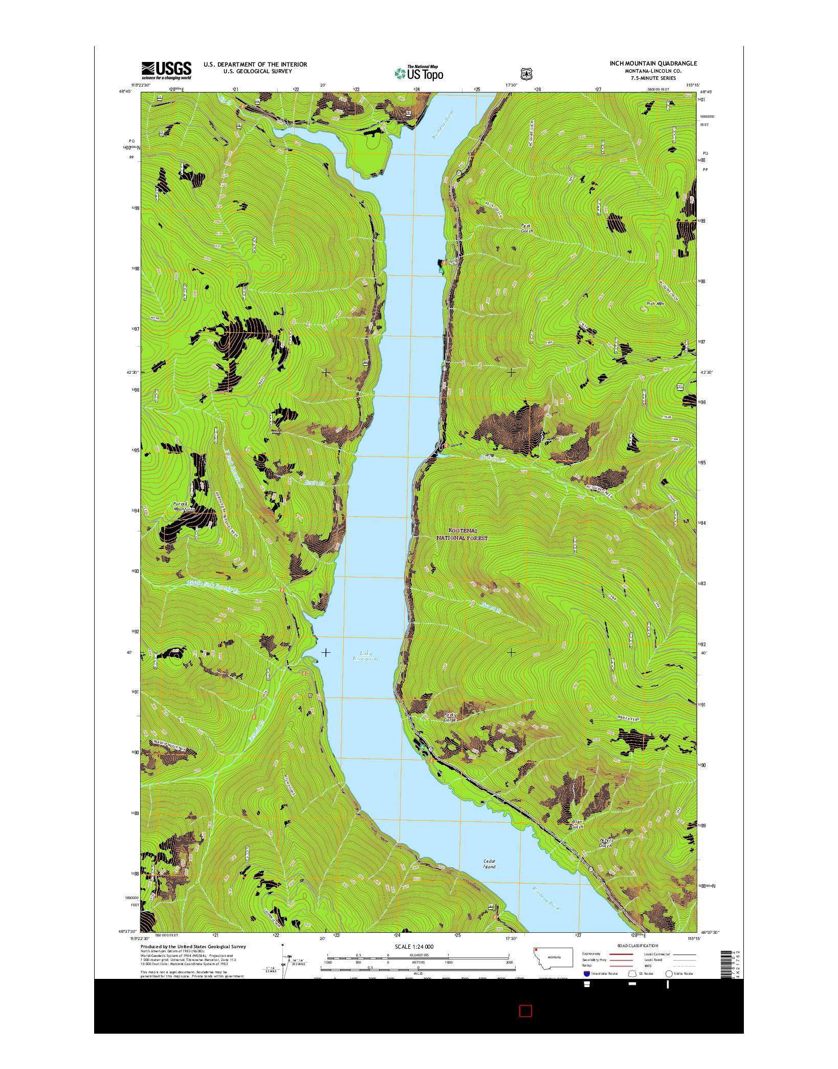 USGS US TOPO 7.5-MINUTE MAP FOR INCH MOUNTAIN, MT 2017