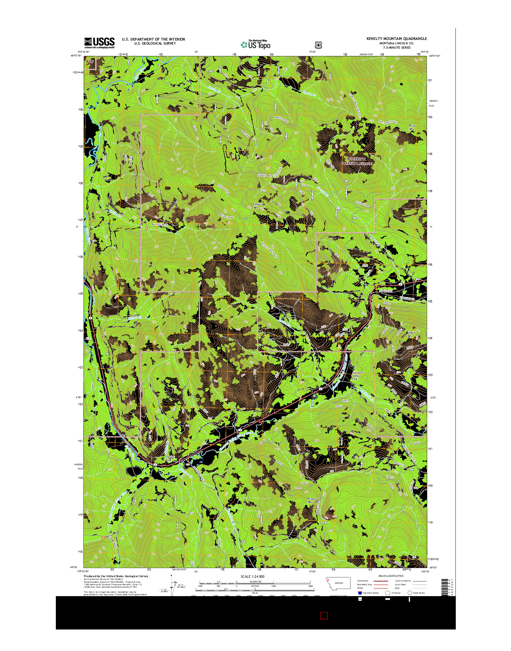 USGS US TOPO 7.5-MINUTE MAP FOR KENELTY MOUNTAIN, MT 2017