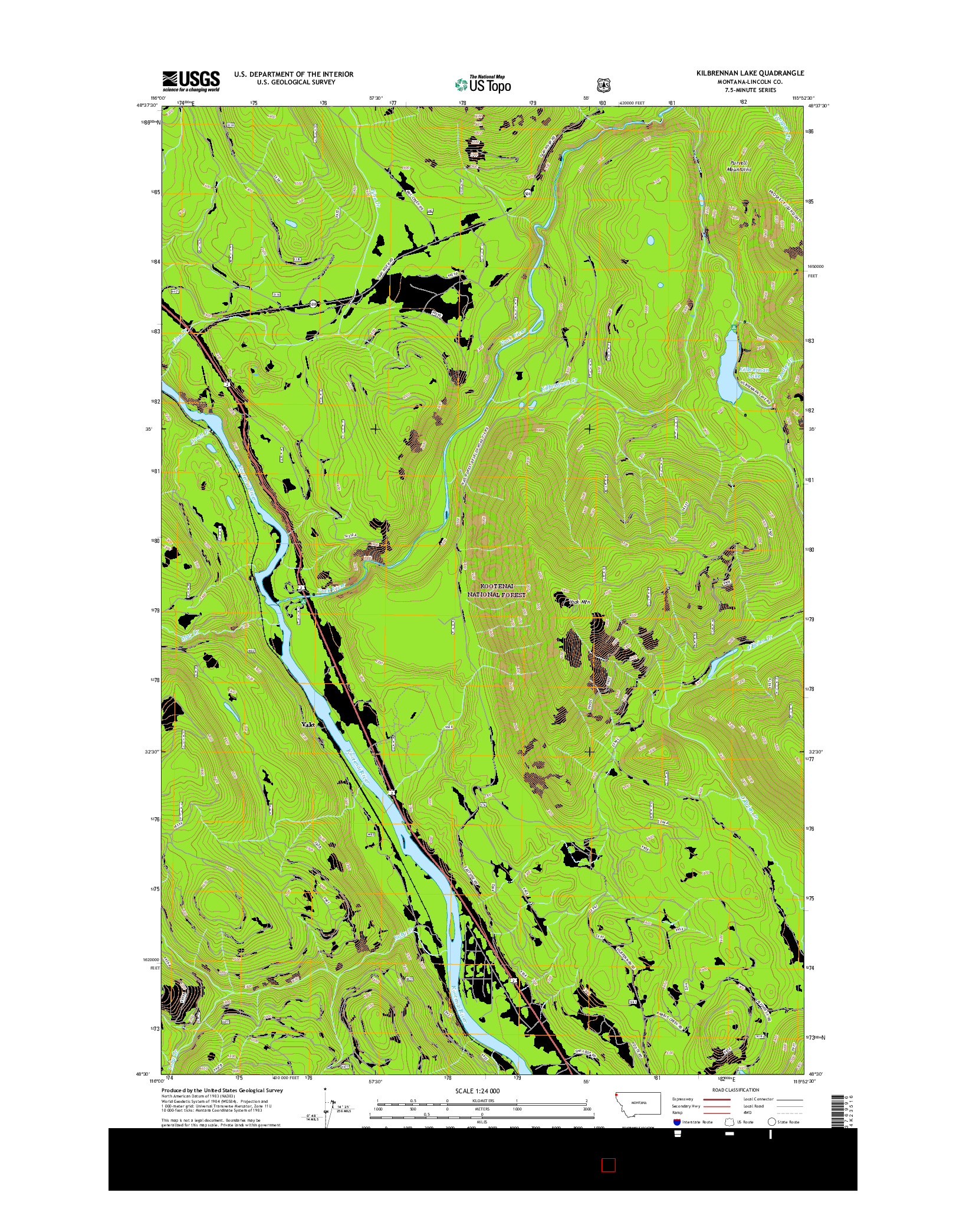 USGS US TOPO 7.5-MINUTE MAP FOR KILBRENNAN LAKE, MT 2017