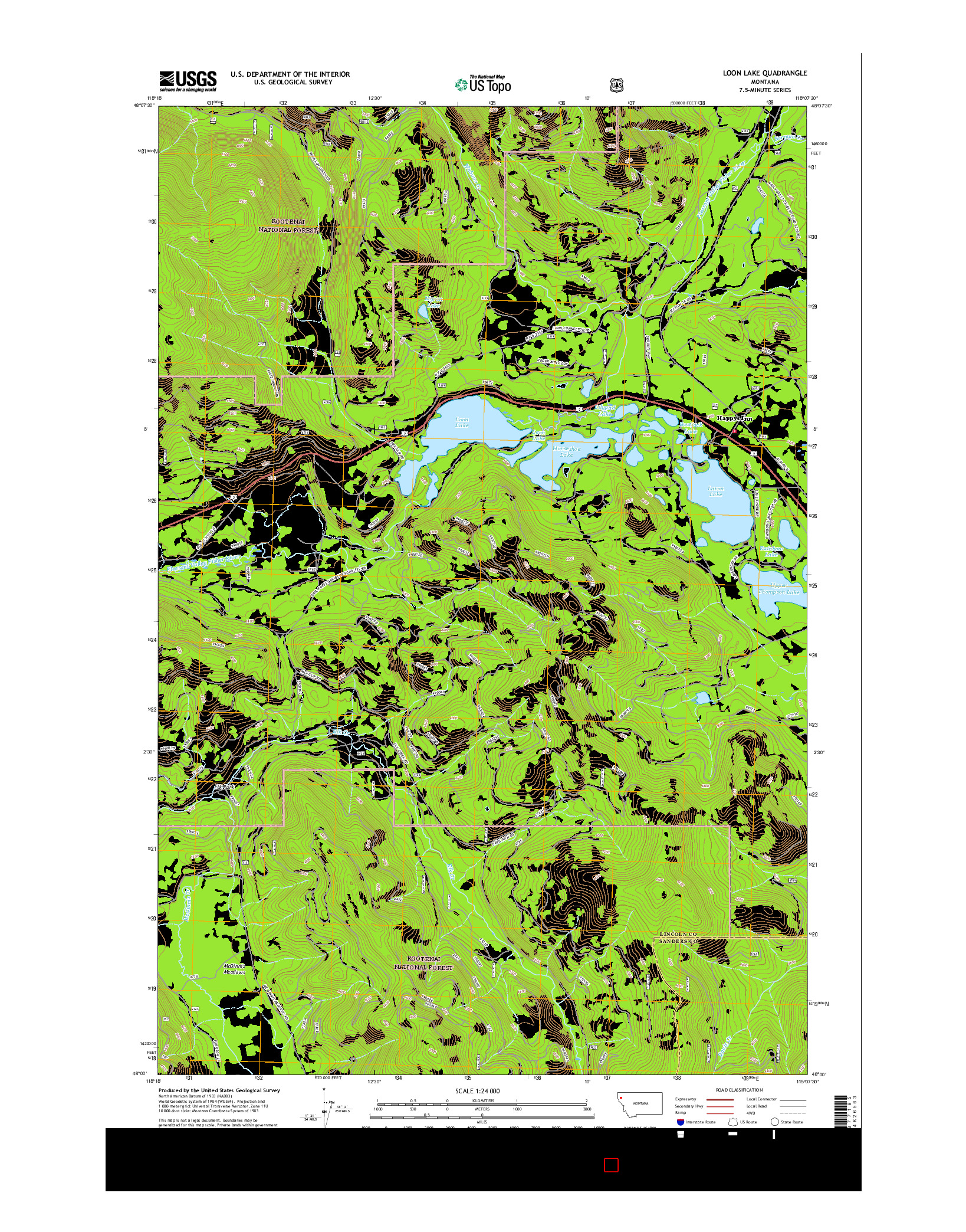 USGS US TOPO 7.5-MINUTE MAP FOR LOON LAKE, MT 2017