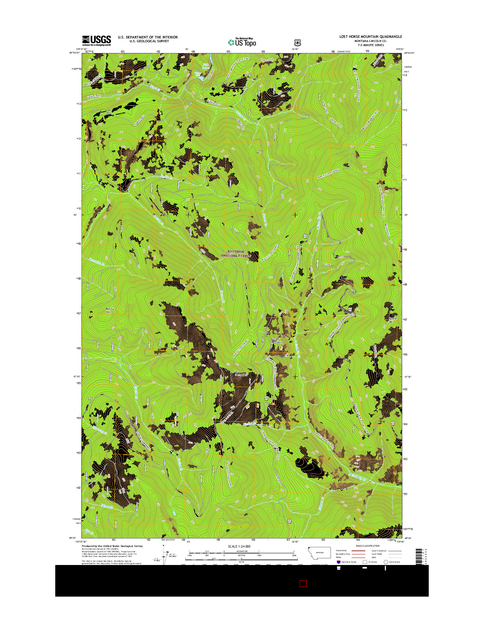 USGS US TOPO 7.5-MINUTE MAP FOR LOST HORSE MOUNTAIN, MT 2017