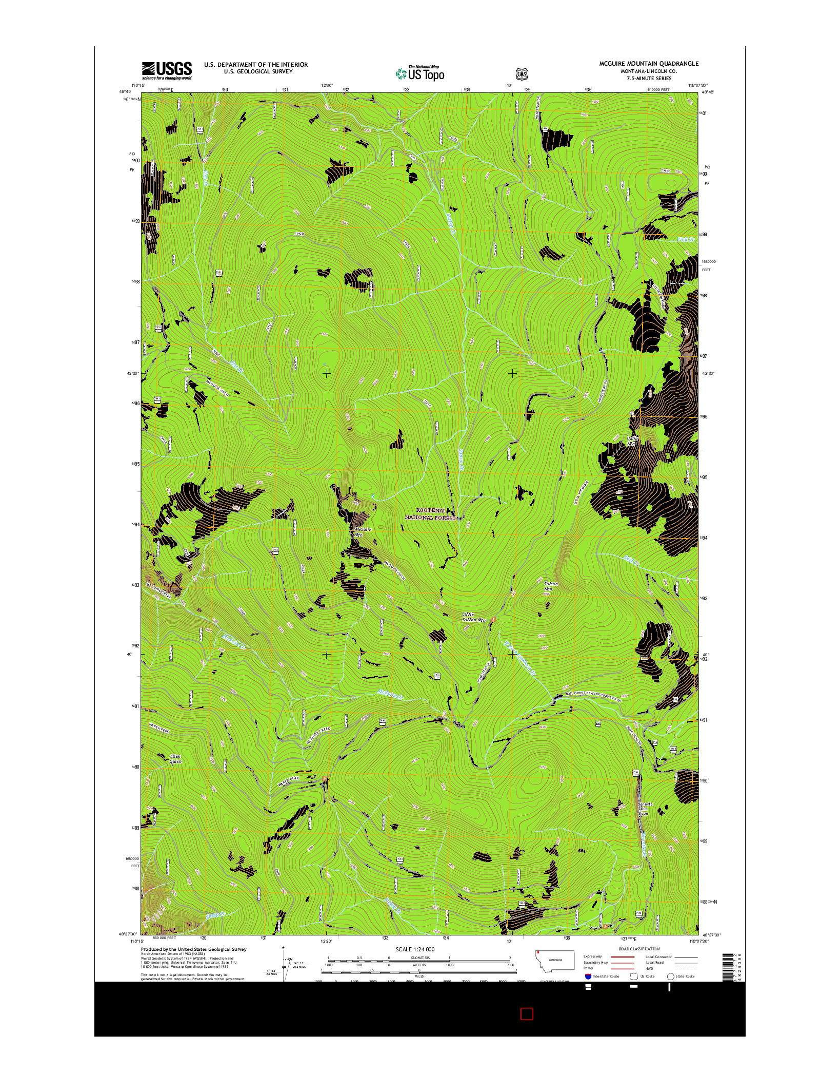 USGS US TOPO 7.5-MINUTE MAP FOR MCGUIRE MOUNTAIN, MT 2017