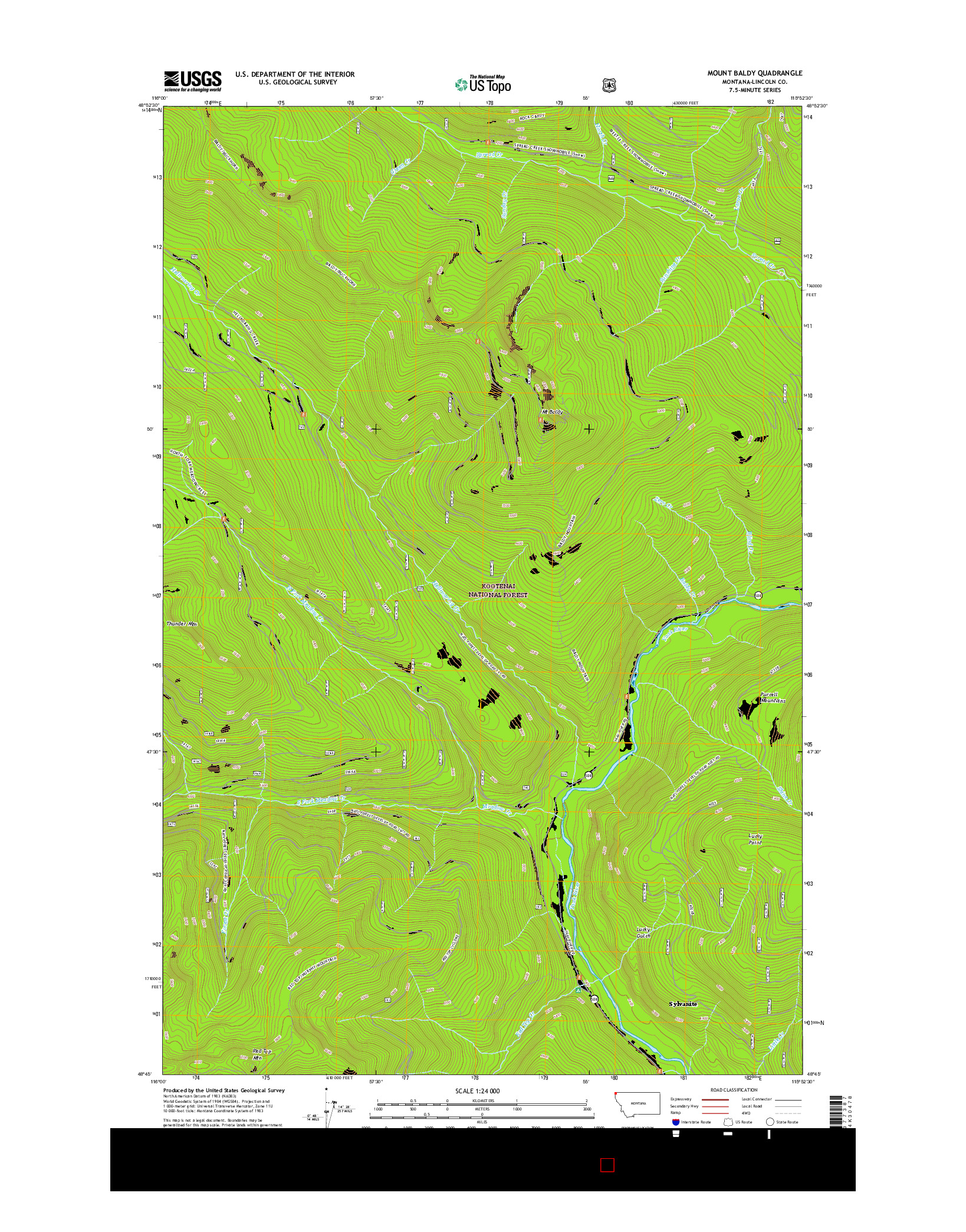 USGS US TOPO 7.5-MINUTE MAP FOR MOUNT BALDY, MT 2017