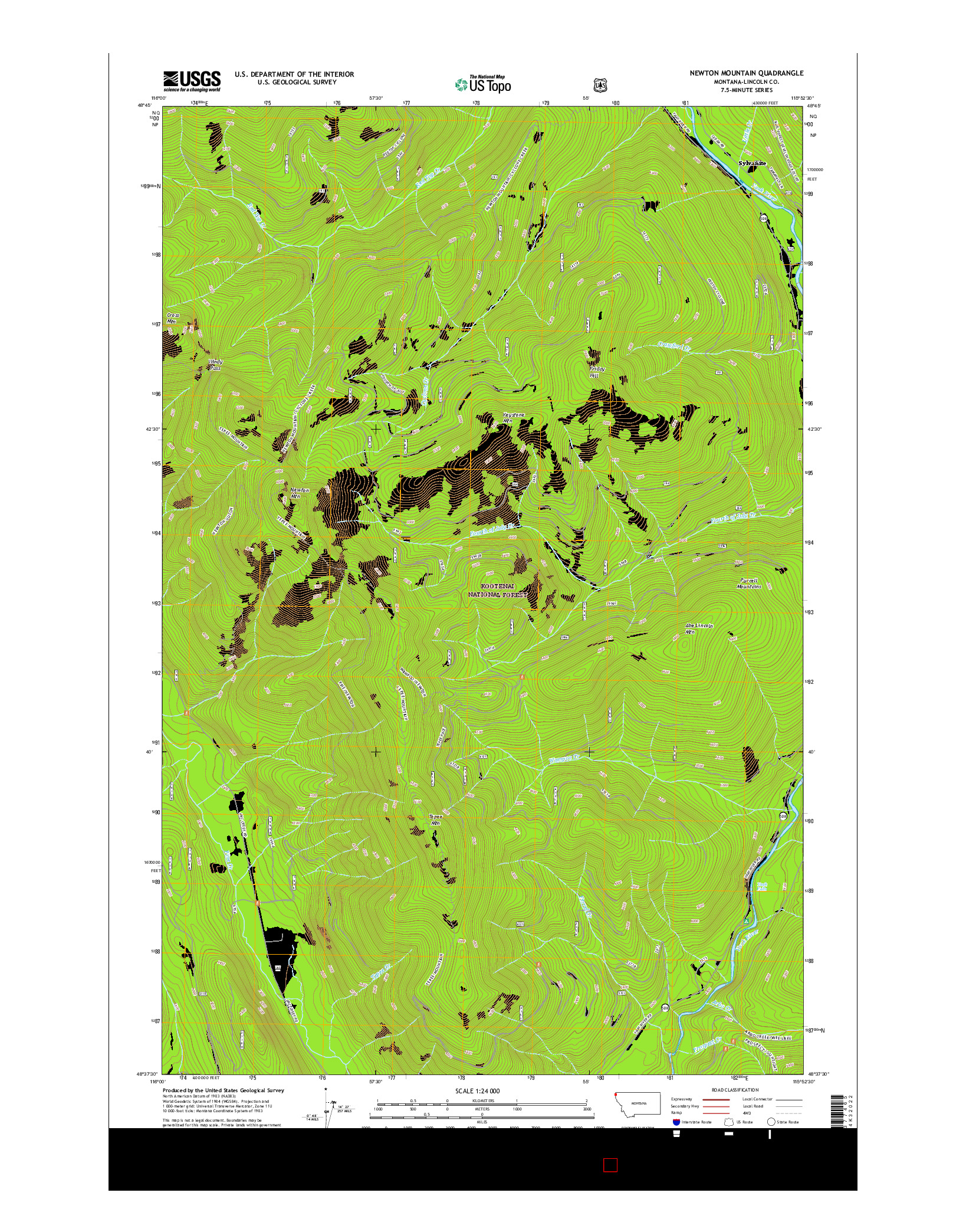 USGS US TOPO 7.5-MINUTE MAP FOR NEWTON MOUNTAIN, MT 2017