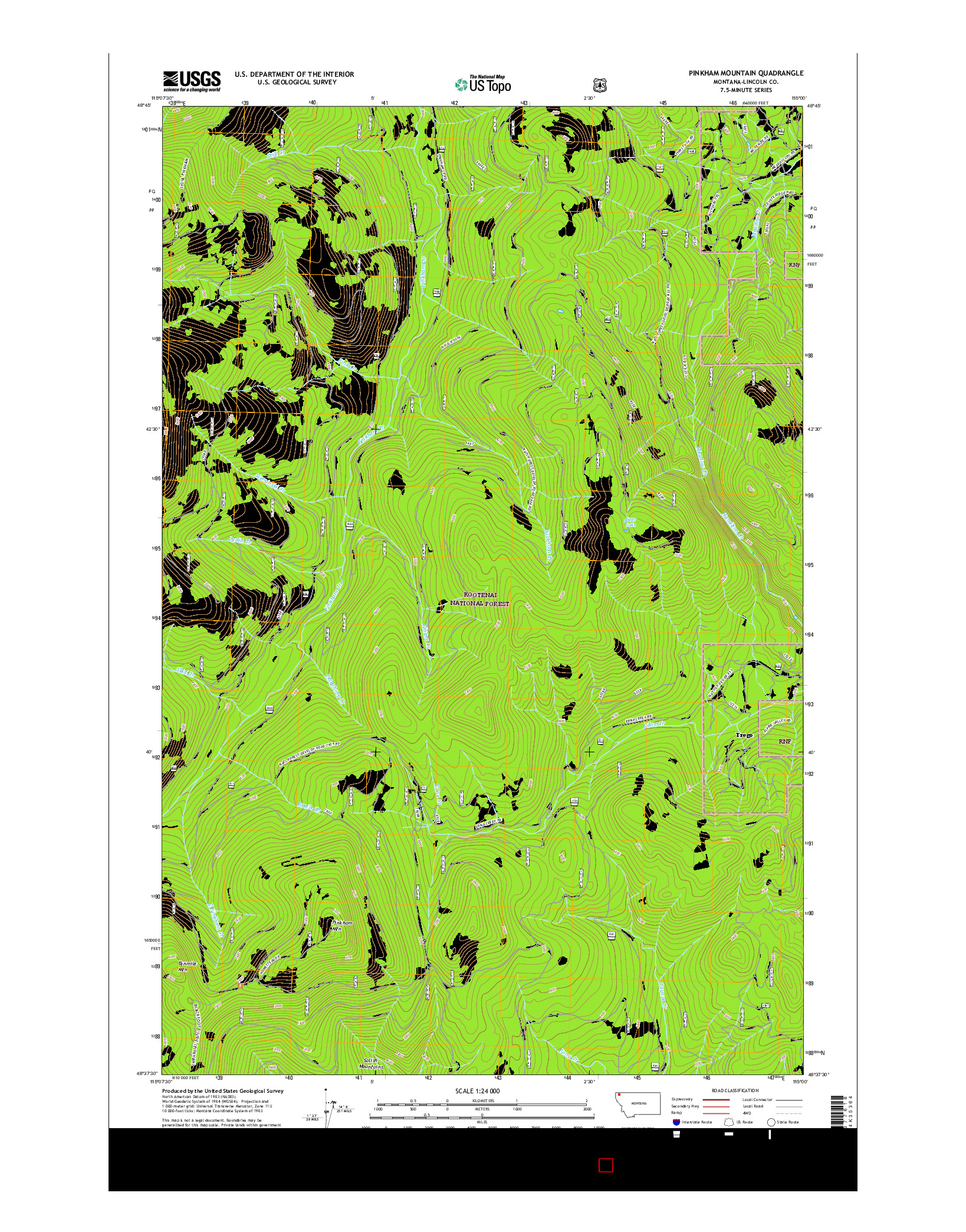 USGS US TOPO 7.5-MINUTE MAP FOR PINKHAM MOUNTAIN, MT 2017
