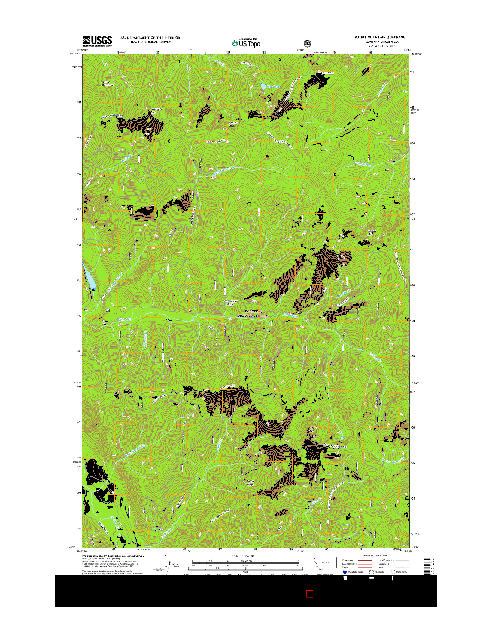 USGS US TOPO 7.5-MINUTE MAP FOR PULPIT MOUNTAIN, MT 2017