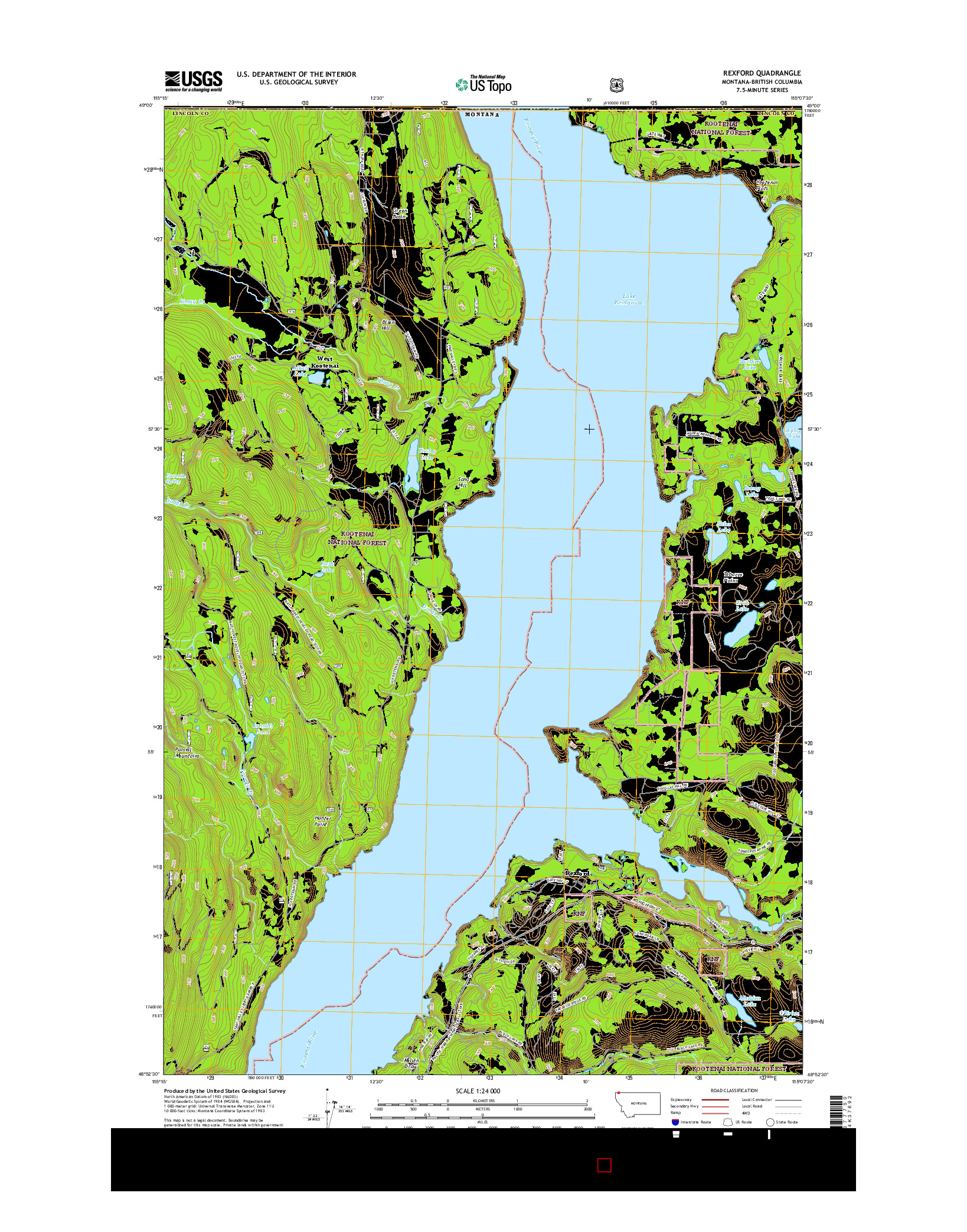 USGS US TOPO 7.5-MINUTE MAP FOR REXFORD, MT-BC 2017