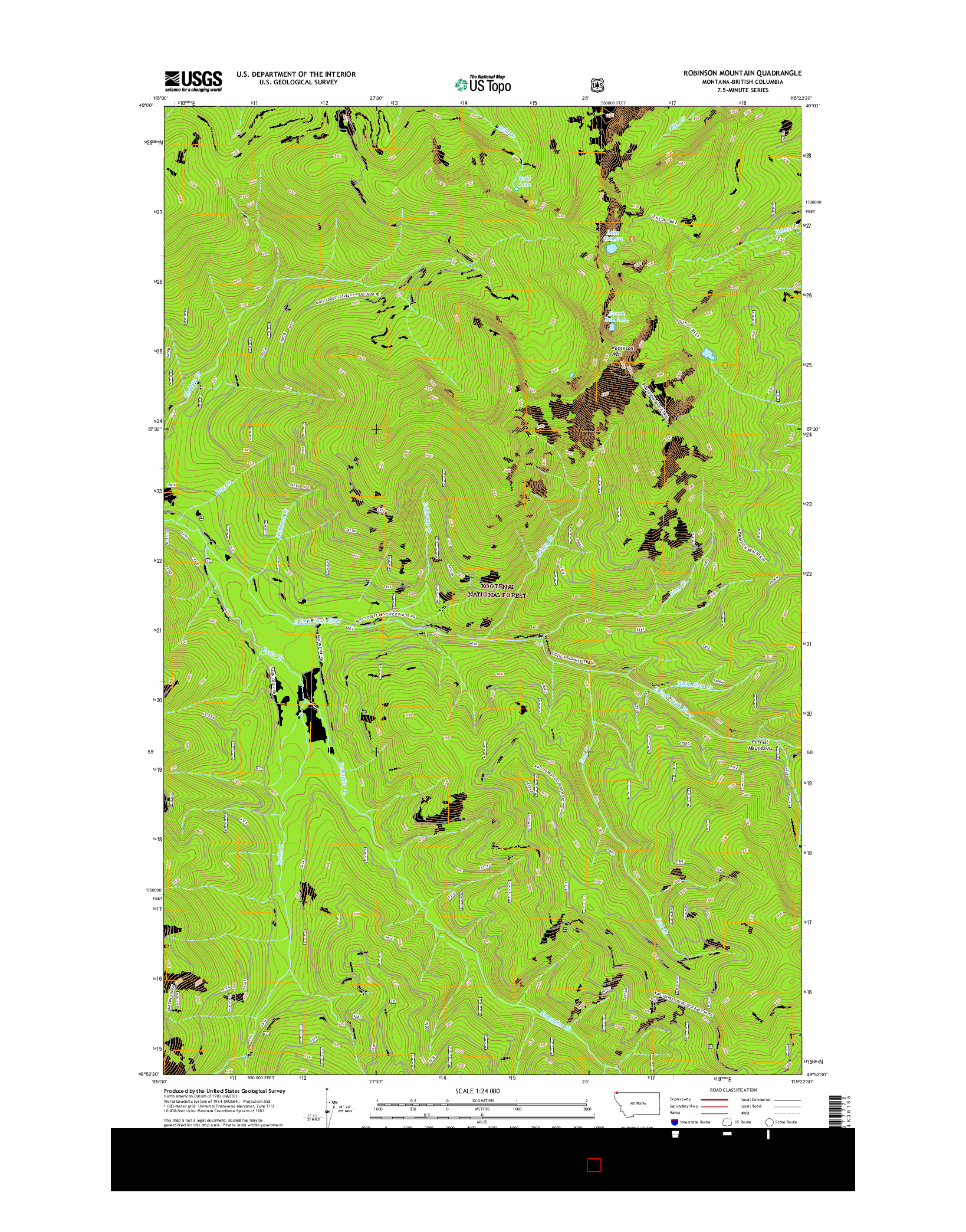 USGS US TOPO 7.5-MINUTE MAP FOR ROBINSON MOUNTAIN, MT-BC 2017