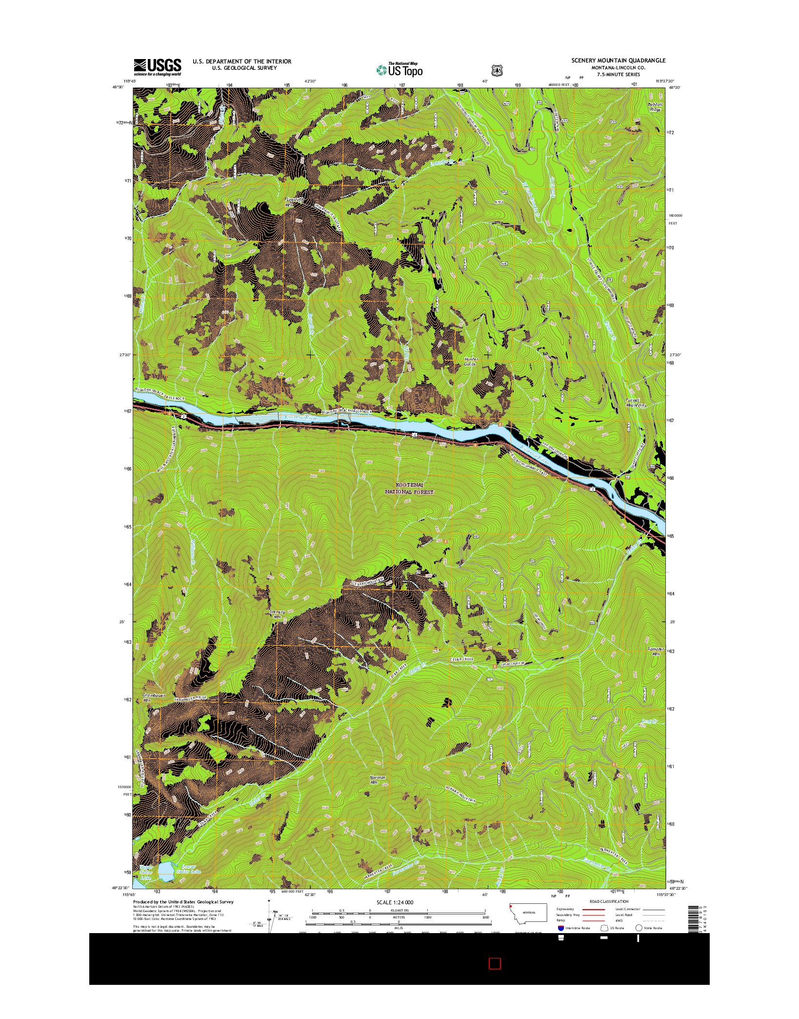 USGS US TOPO 7.5-MINUTE MAP FOR SCENERY MOUNTAIN, MT 2017
