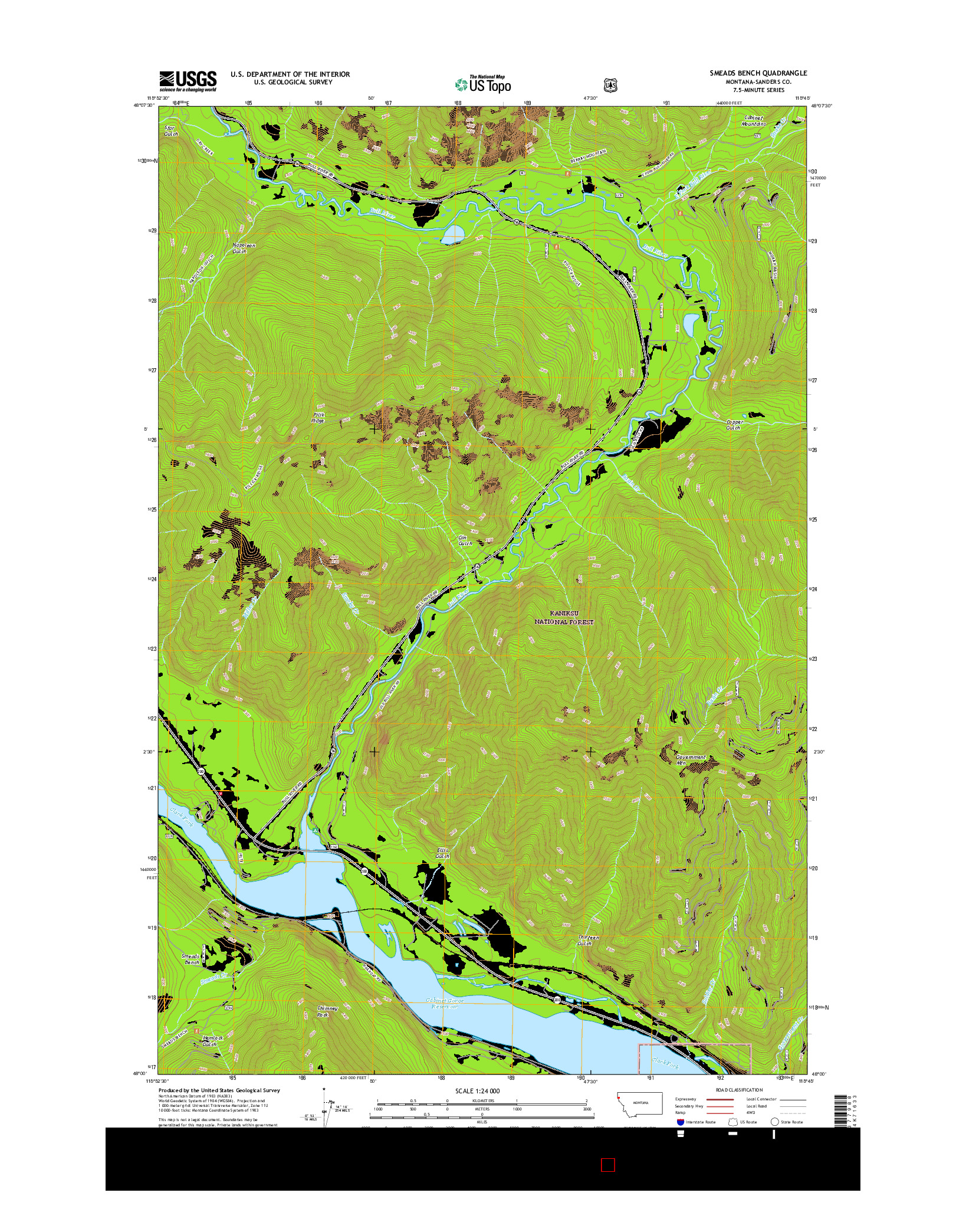 USGS US TOPO 7.5-MINUTE MAP FOR SMEADS BENCH, MT 2017