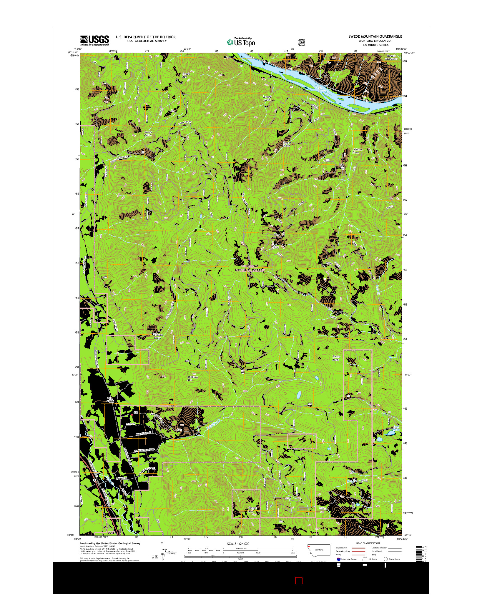 USGS US TOPO 7.5-MINUTE MAP FOR SWEDE MOUNTAIN, MT 2017