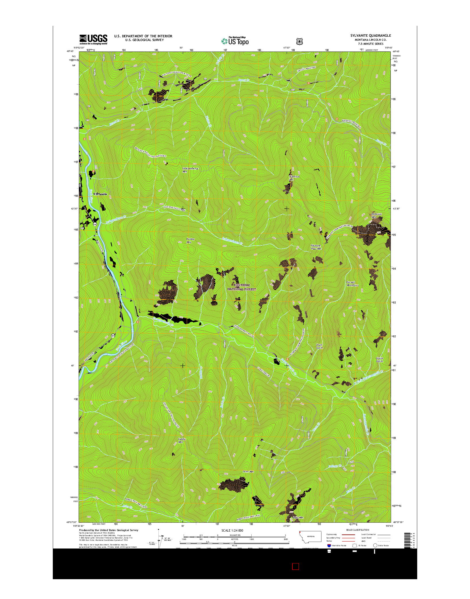 USGS US TOPO 7.5-MINUTE MAP FOR SYLVANITE, MT 2017