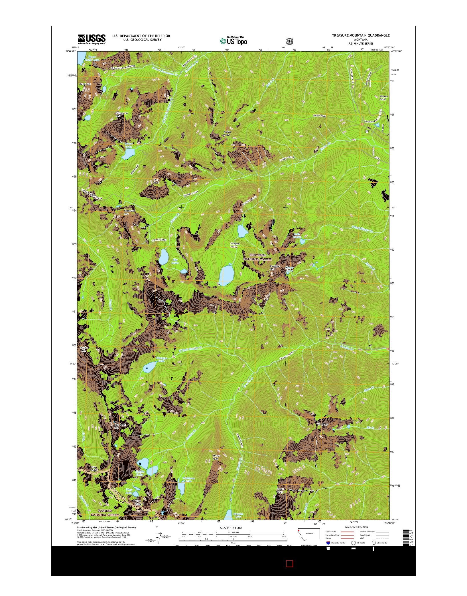 USGS US TOPO 7.5-MINUTE MAP FOR TREASURE MOUNTAIN, MT 2017
