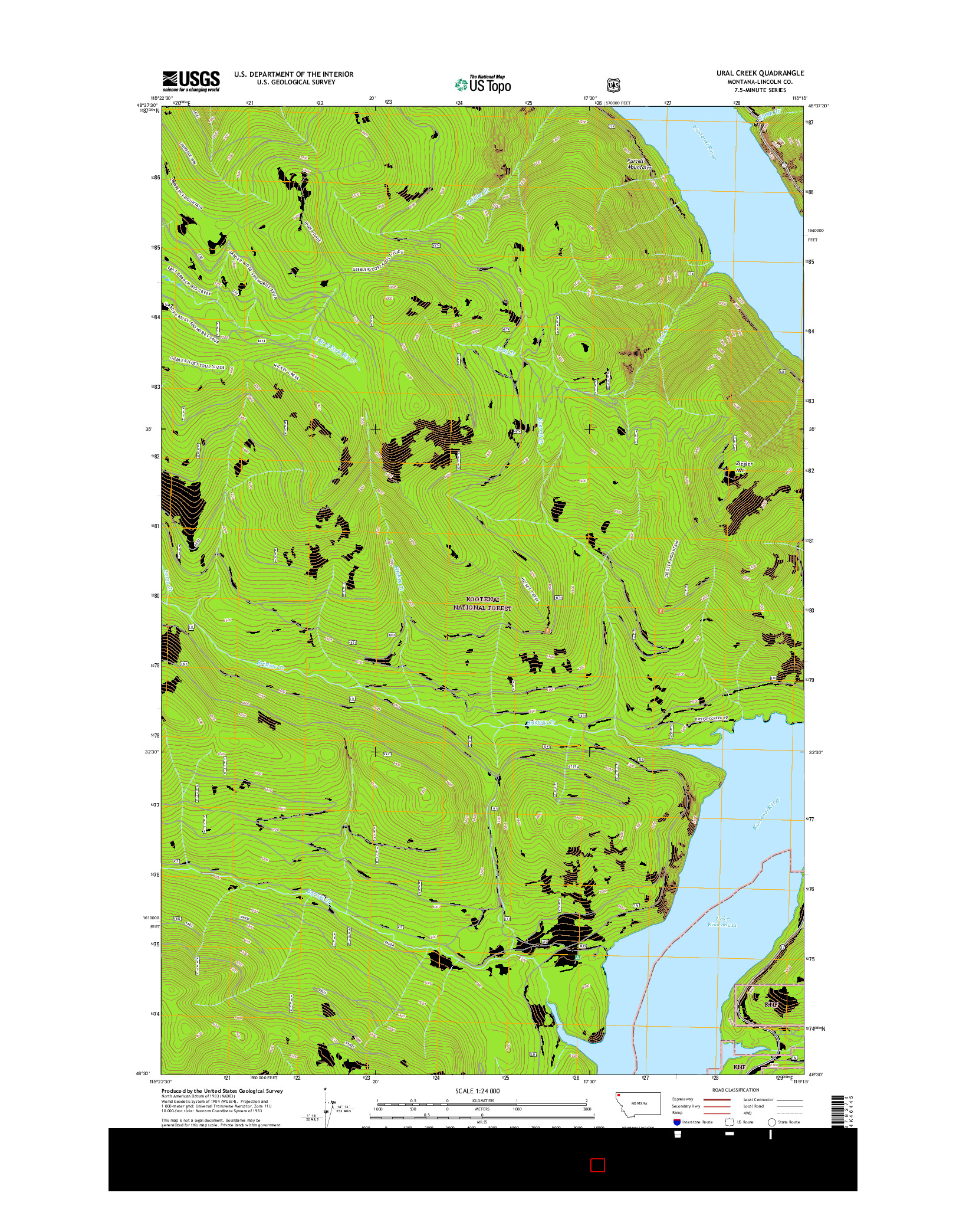 USGS US TOPO 7.5-MINUTE MAP FOR URAL CREEK, MT 2017