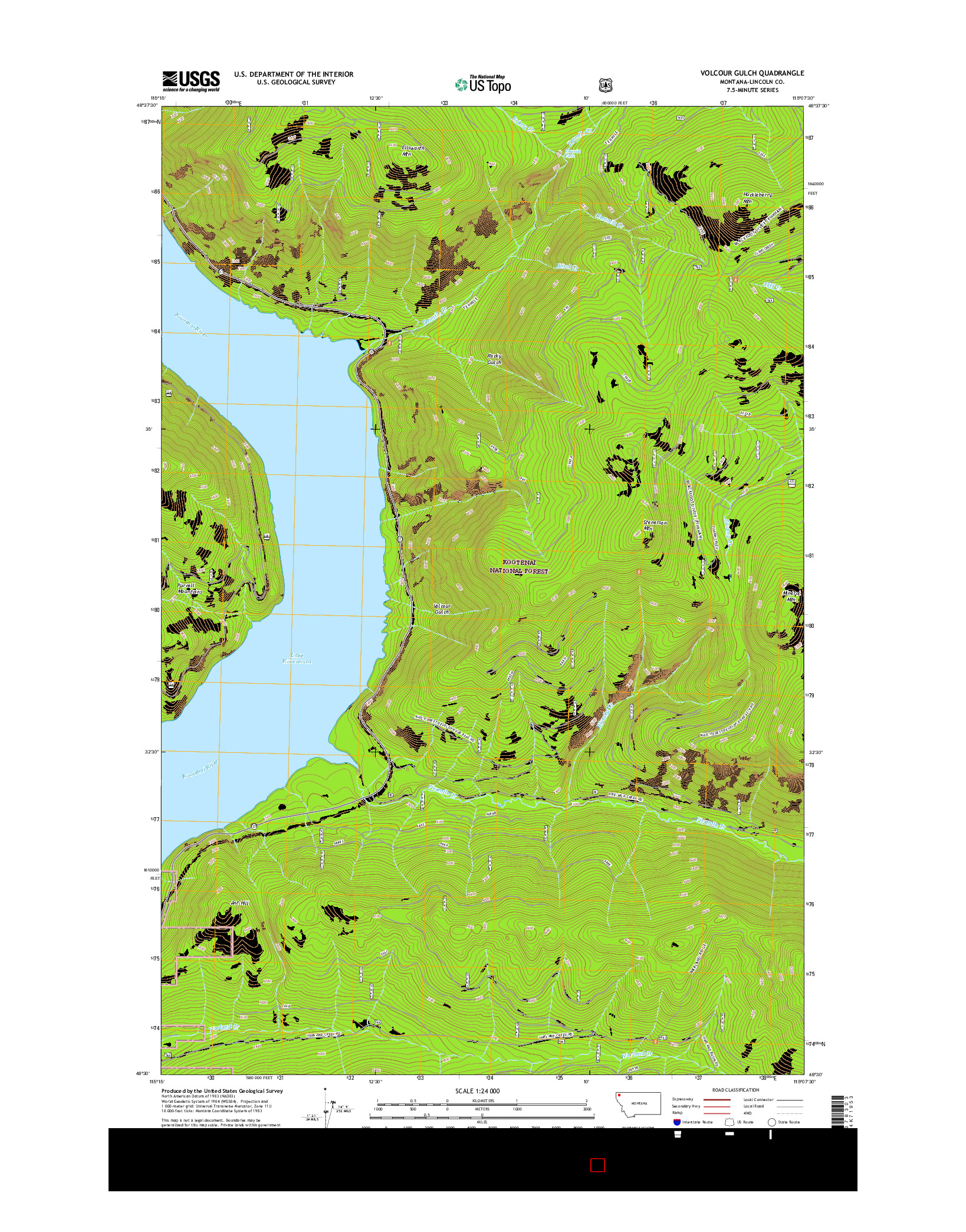 USGS US TOPO 7.5-MINUTE MAP FOR VOLCOUR GULCH, MT 2017