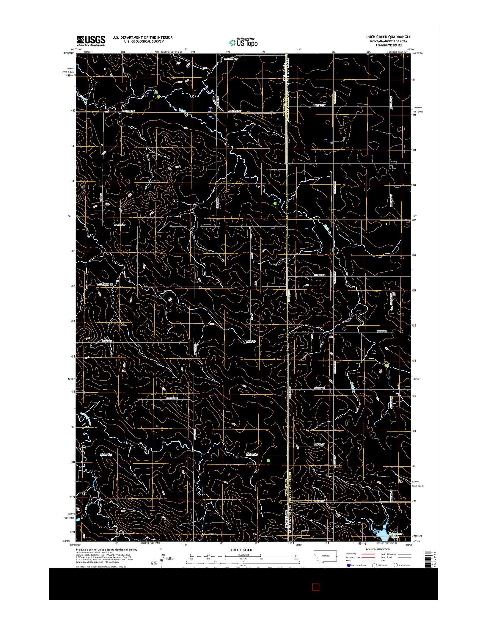 USGS US TOPO 7.5-MINUTE MAP FOR DUCK CREEK, MT-ND 2017