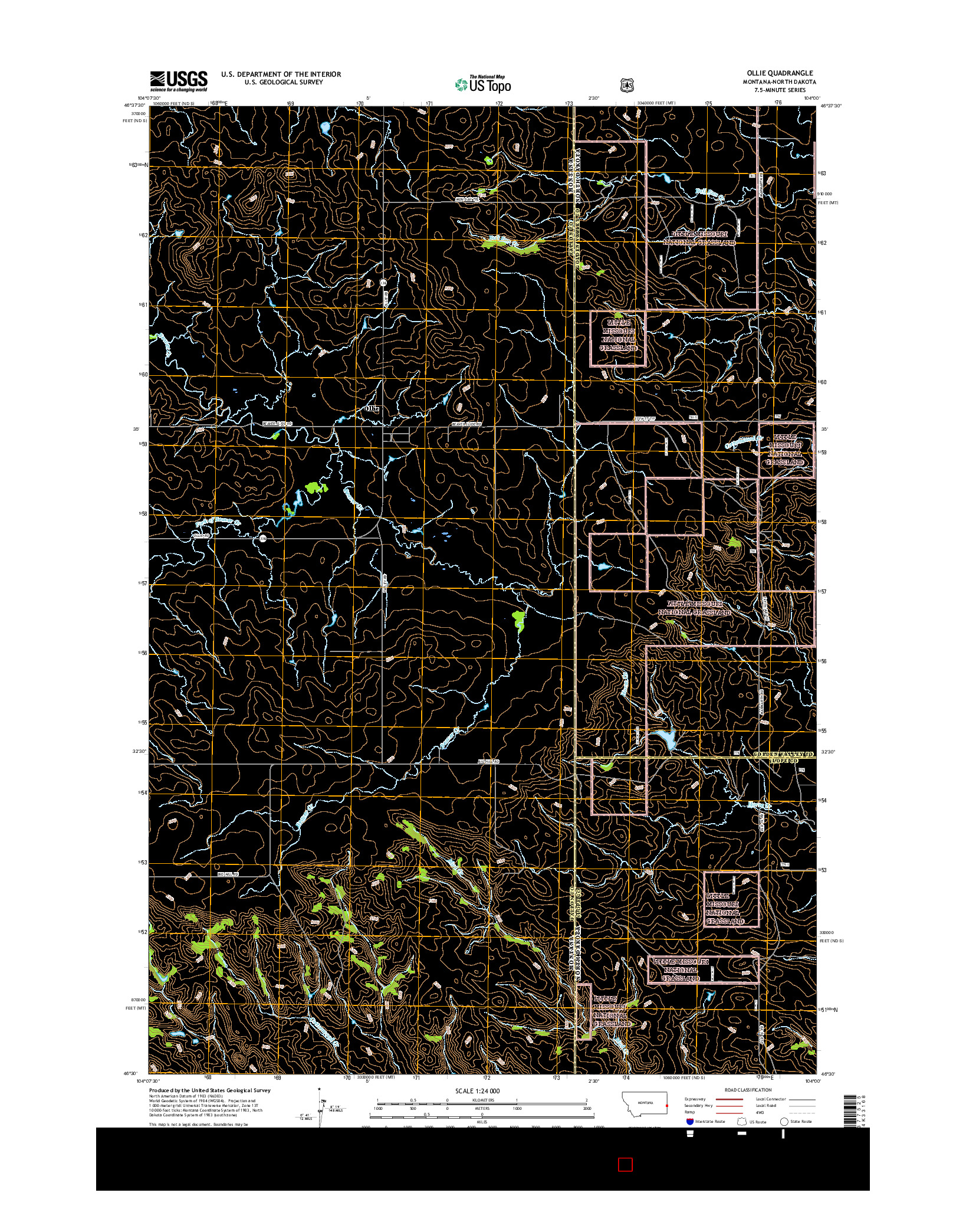 USGS US TOPO 7.5-MINUTE MAP FOR OLLIE, MT-ND 2017
