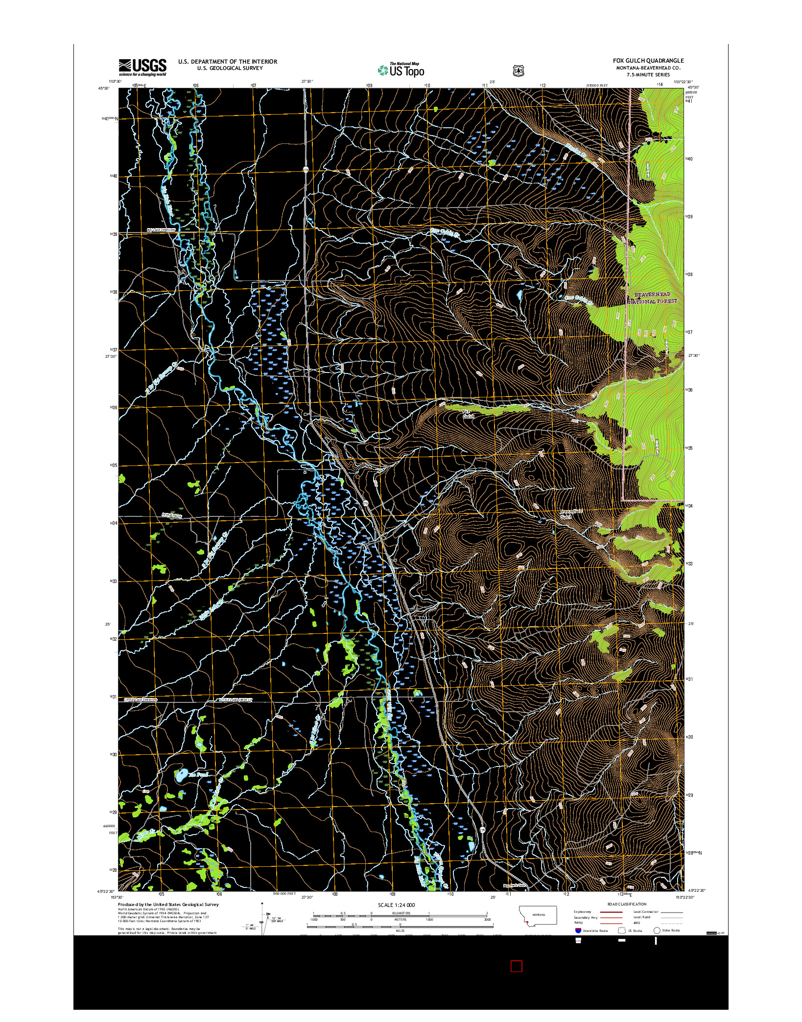 USGS US TOPO 7.5-MINUTE MAP FOR FOX GULCH, MT 2017