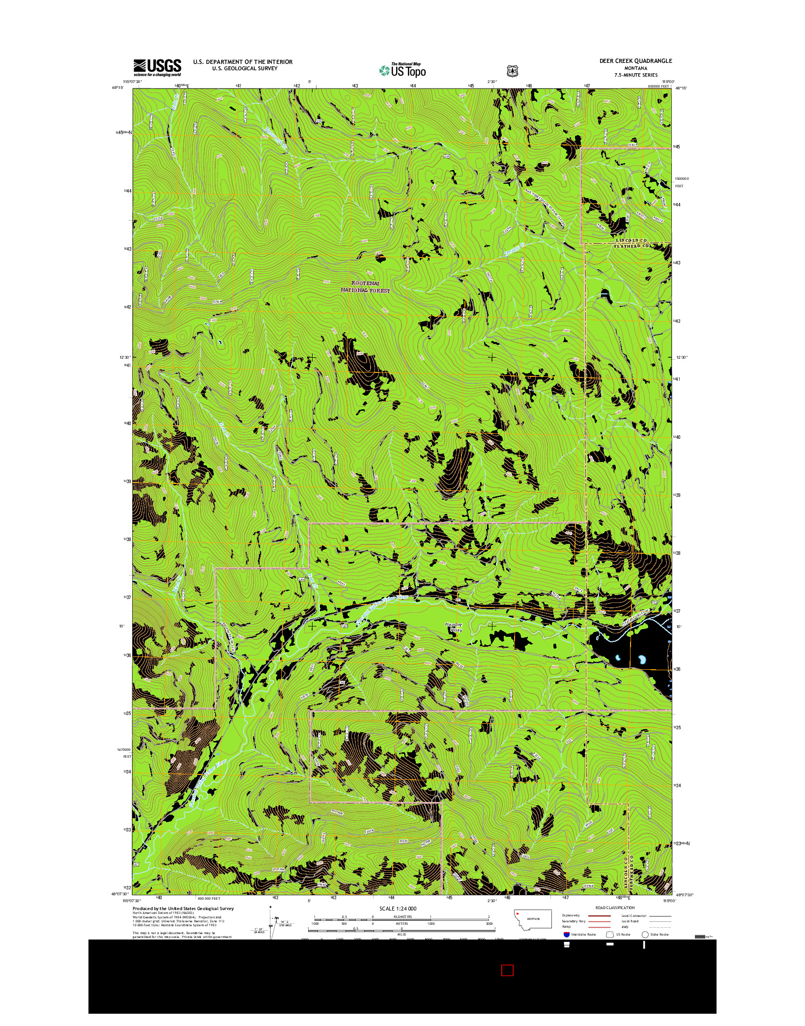 USGS US TOPO 7.5-MINUTE MAP FOR DEER CREEK, MT 2017