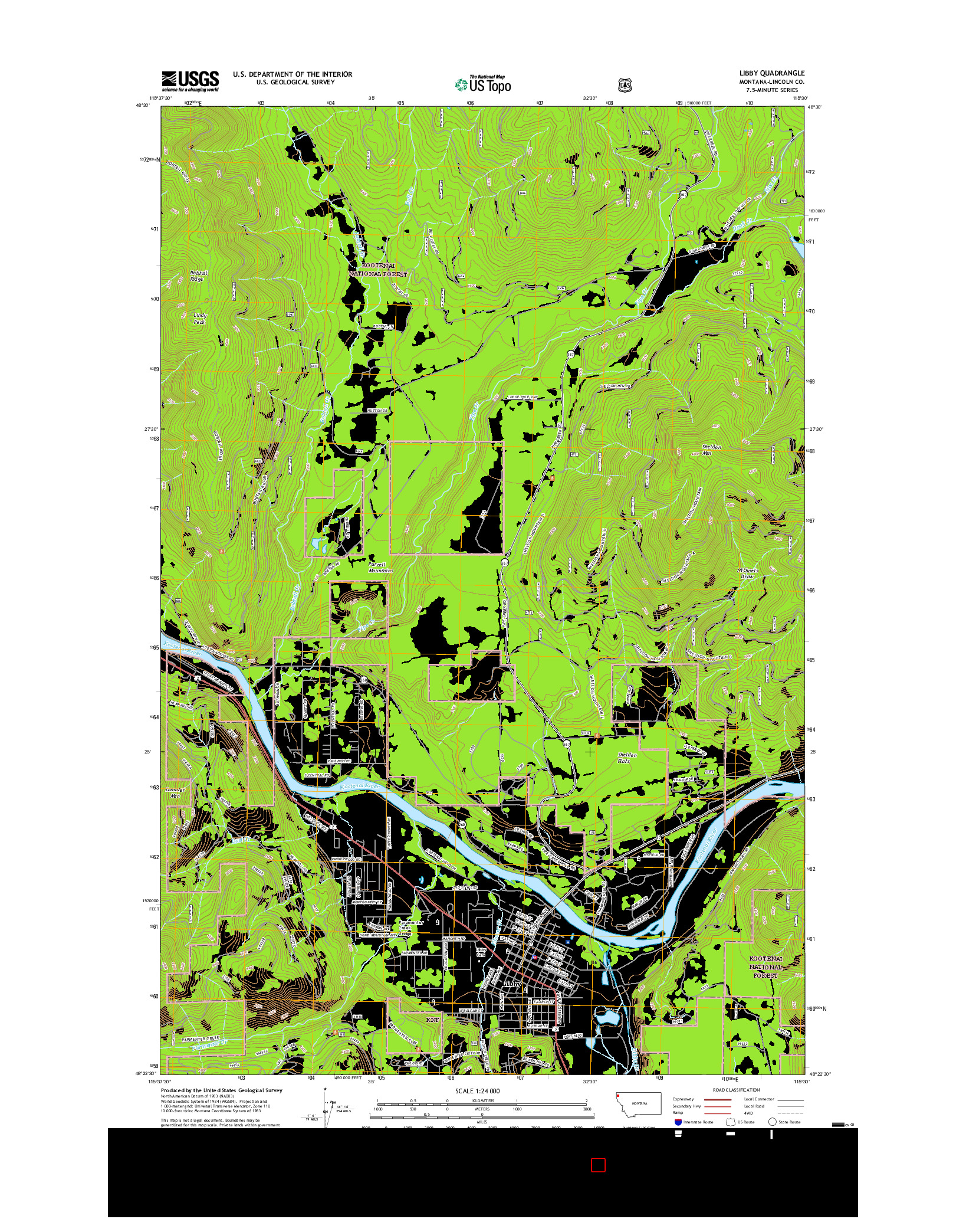 USGS US TOPO 7.5-MINUTE MAP FOR LIBBY, MT 2017