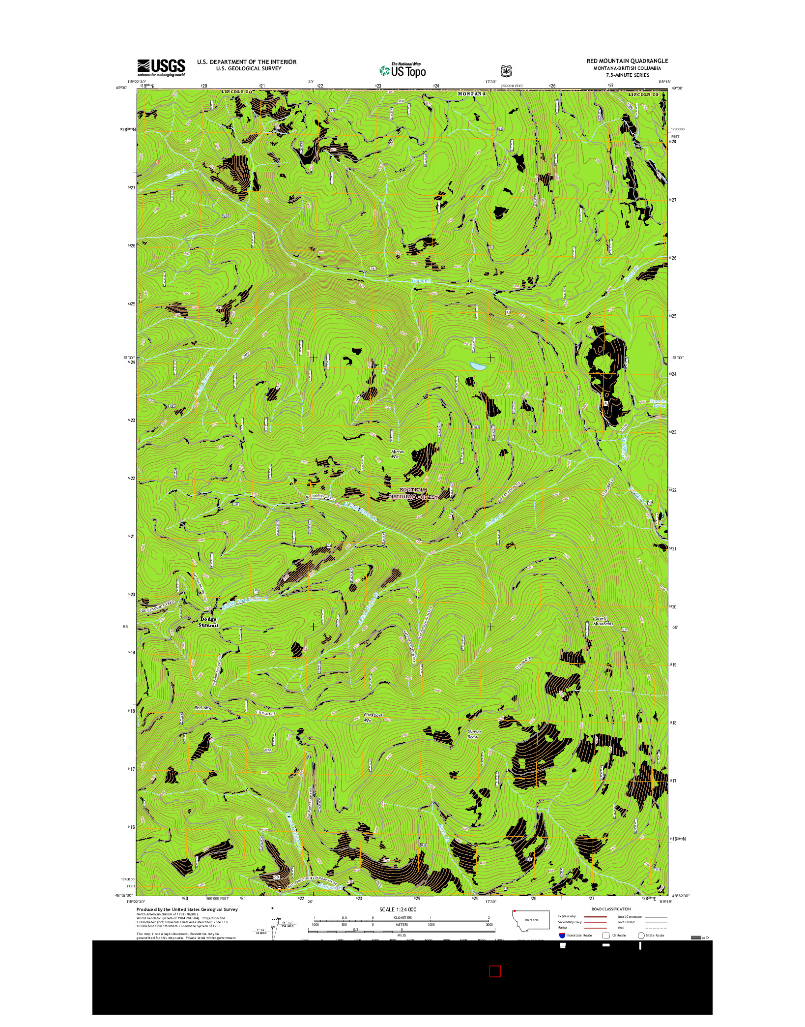 USGS US TOPO 7.5-MINUTE MAP FOR RED MOUNTAIN, MT-BC 2017