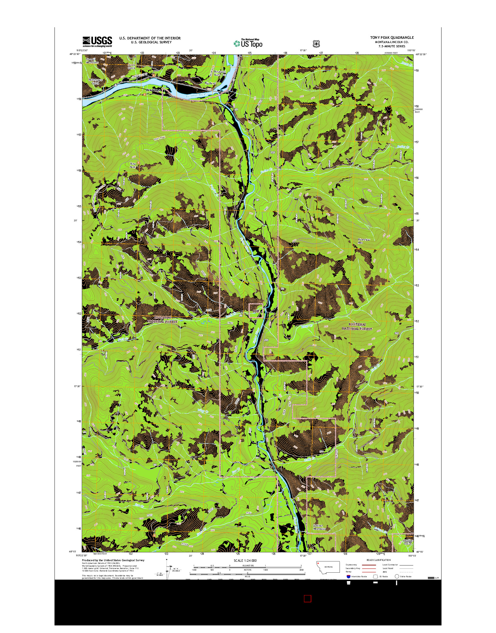 USGS US TOPO 7.5-MINUTE MAP FOR TONY PEAK, MT 2017