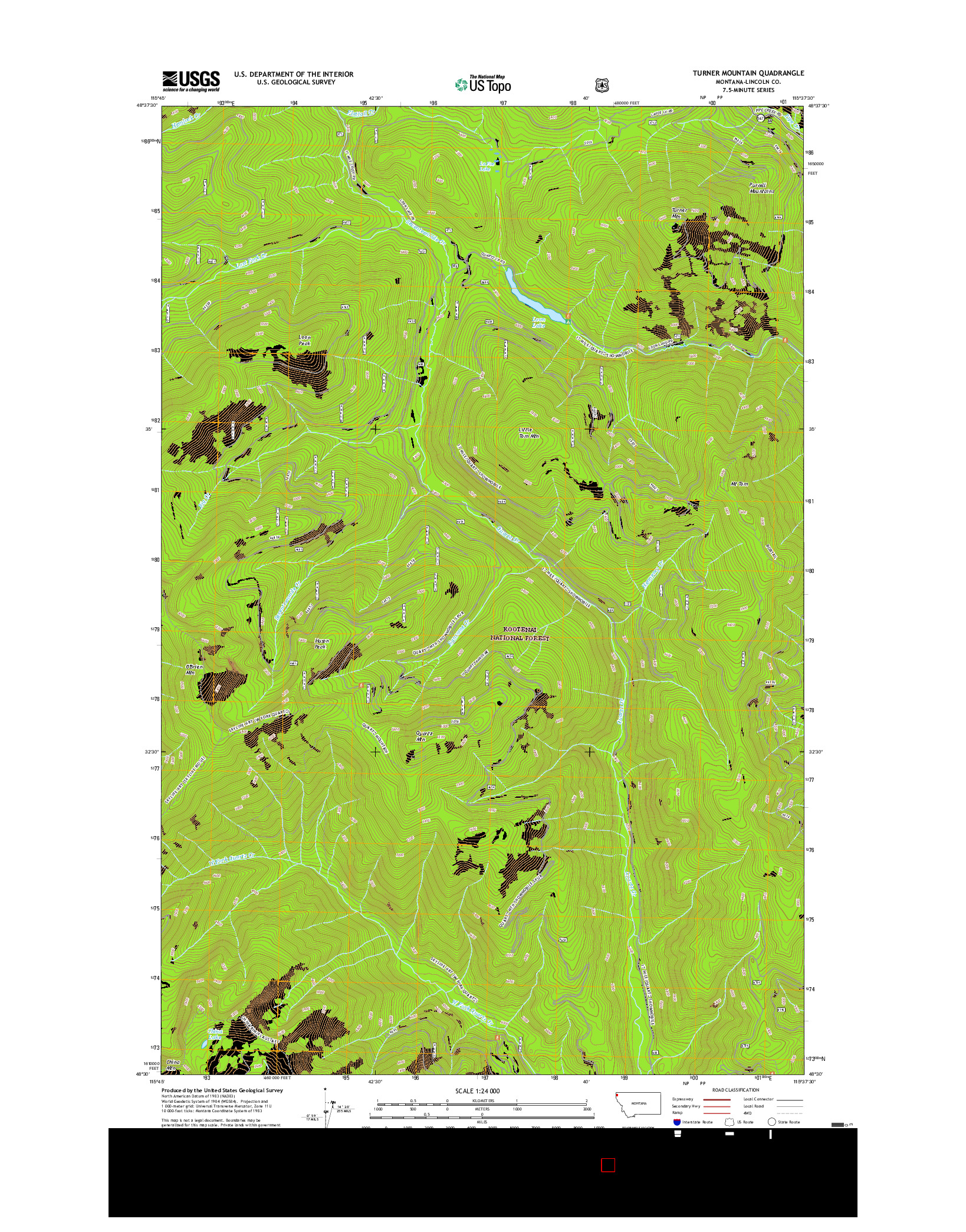 USGS US TOPO 7.5-MINUTE MAP FOR TURNER MOUNTAIN, MT 2017