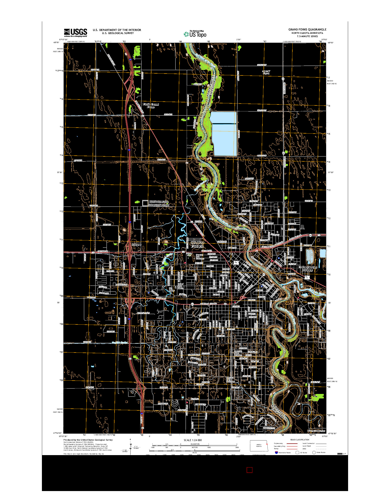 USGS US TOPO 7.5-MINUTE MAP FOR GRAND FORKS, ND-MN 2017
