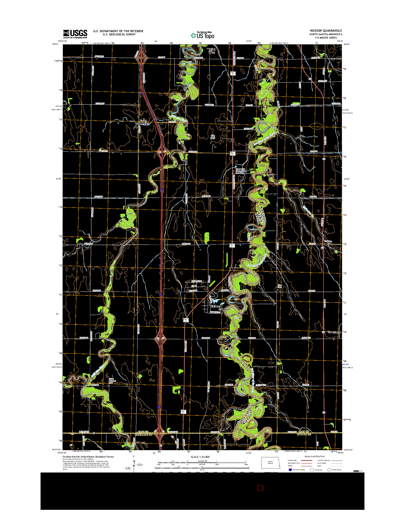 USGS US TOPO 7.5-MINUTE MAP FOR HICKSON, ND-MN 2017
