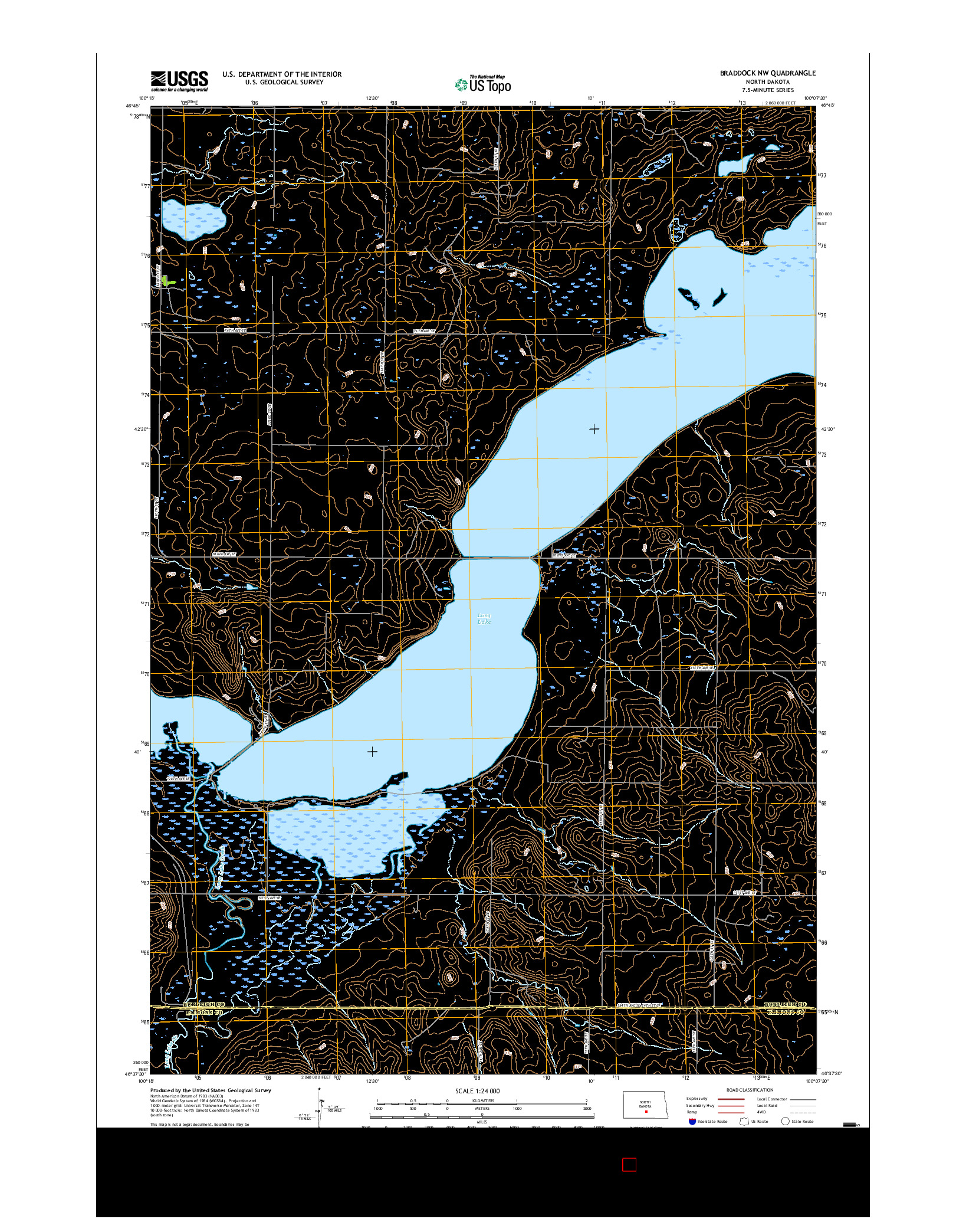 USGS US TOPO 7.5-MINUTE MAP FOR BRADDOCK NW, ND 2017