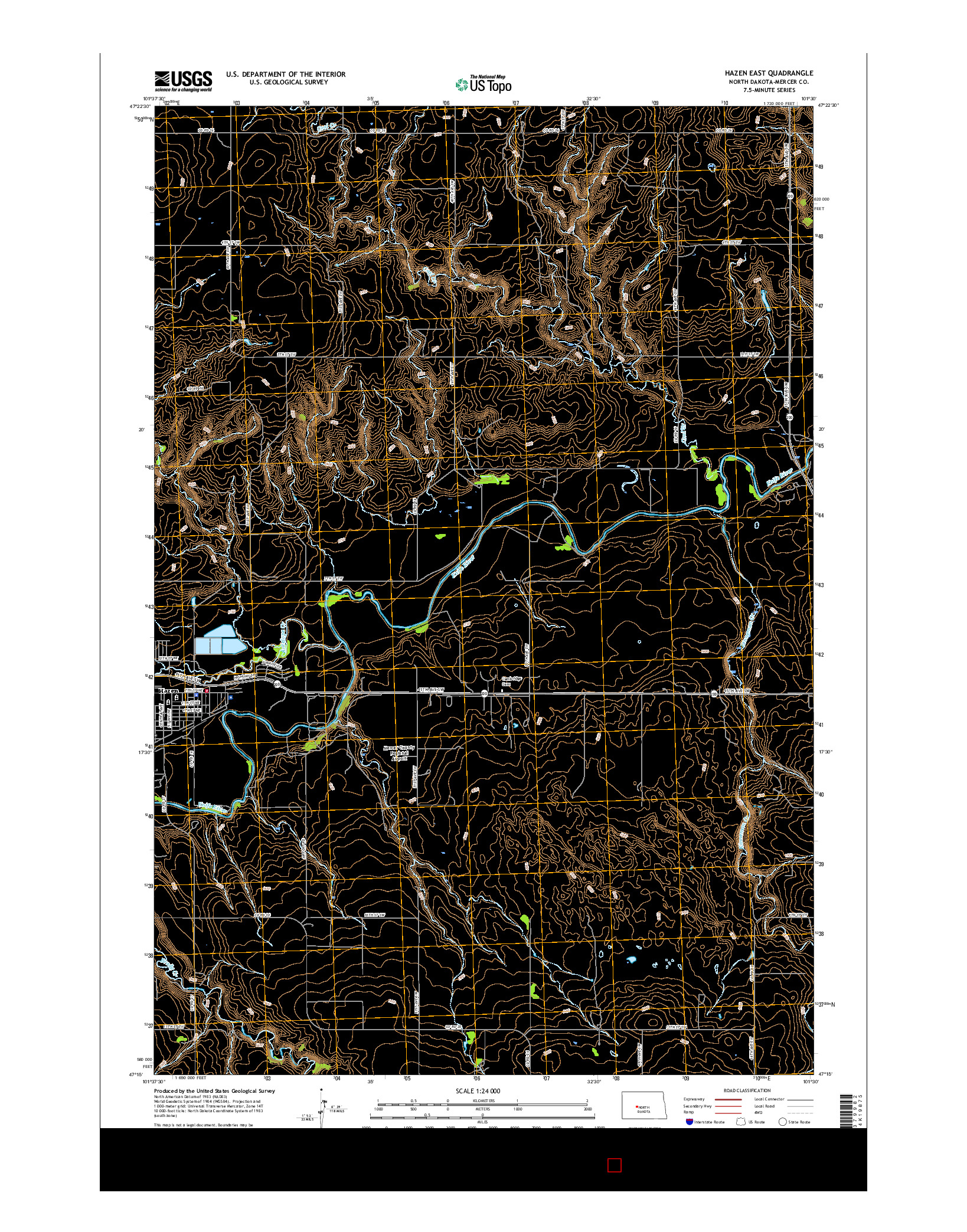 USGS US TOPO 7.5-MINUTE MAP FOR HAZEN EAST, ND 2017