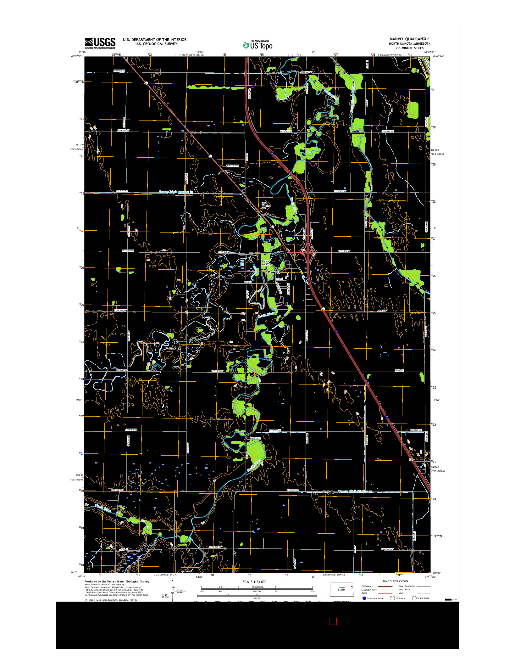 USGS US TOPO 7.5-MINUTE MAP FOR MANVEL, ND-MN 2017