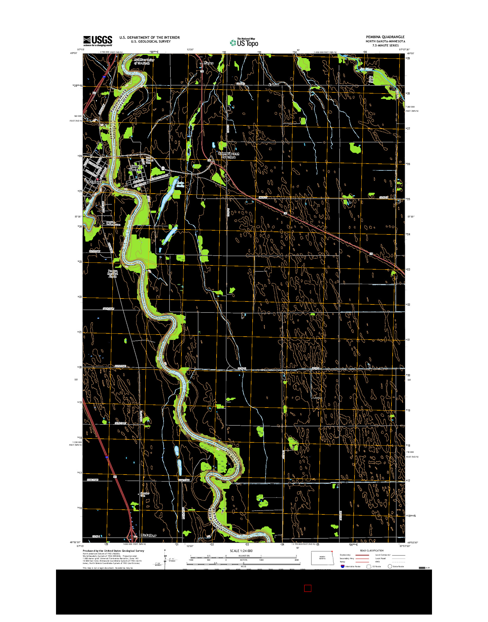 USGS US TOPO 7.5-MINUTE MAP FOR PEMBINA, ND-MN 2017