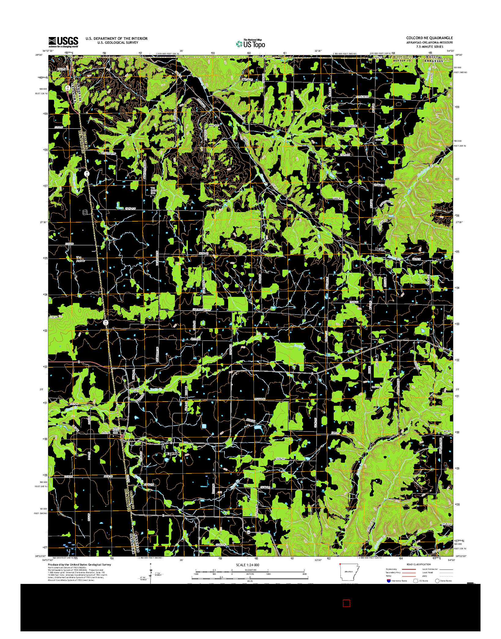 USGS US TOPO 7.5-MINUTE MAP FOR COLCORD NE, AR-OK-MO 2017