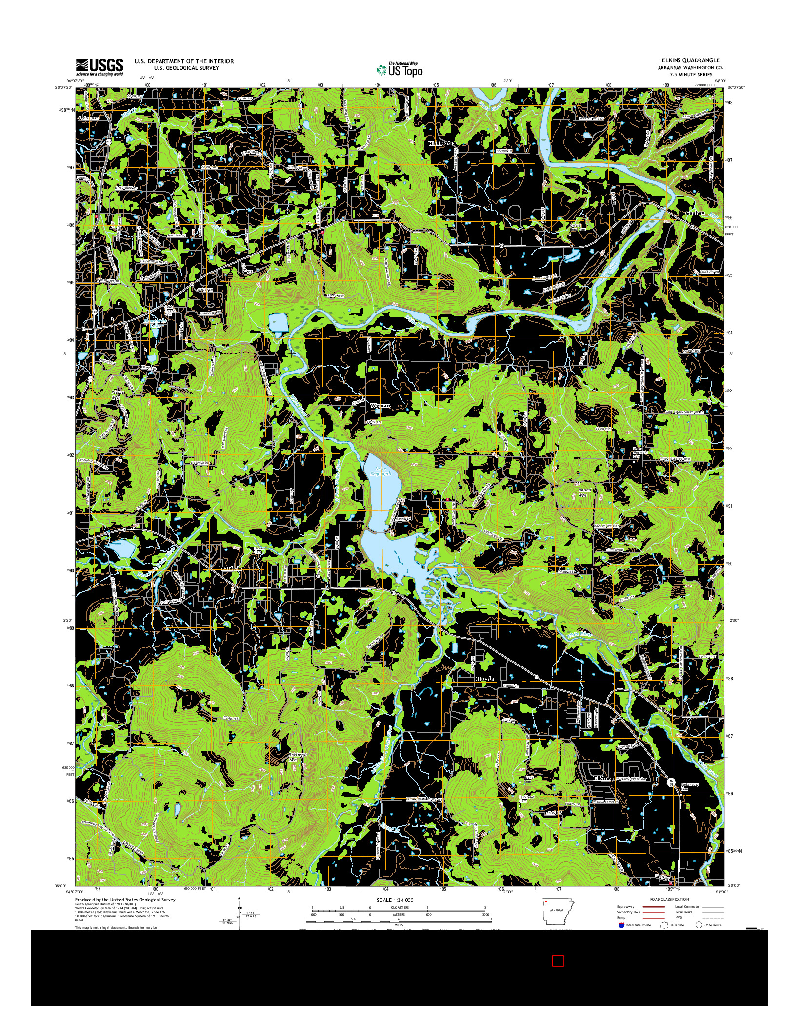 USGS US TOPO 7.5-MINUTE MAP FOR ELKINS, AR 2017