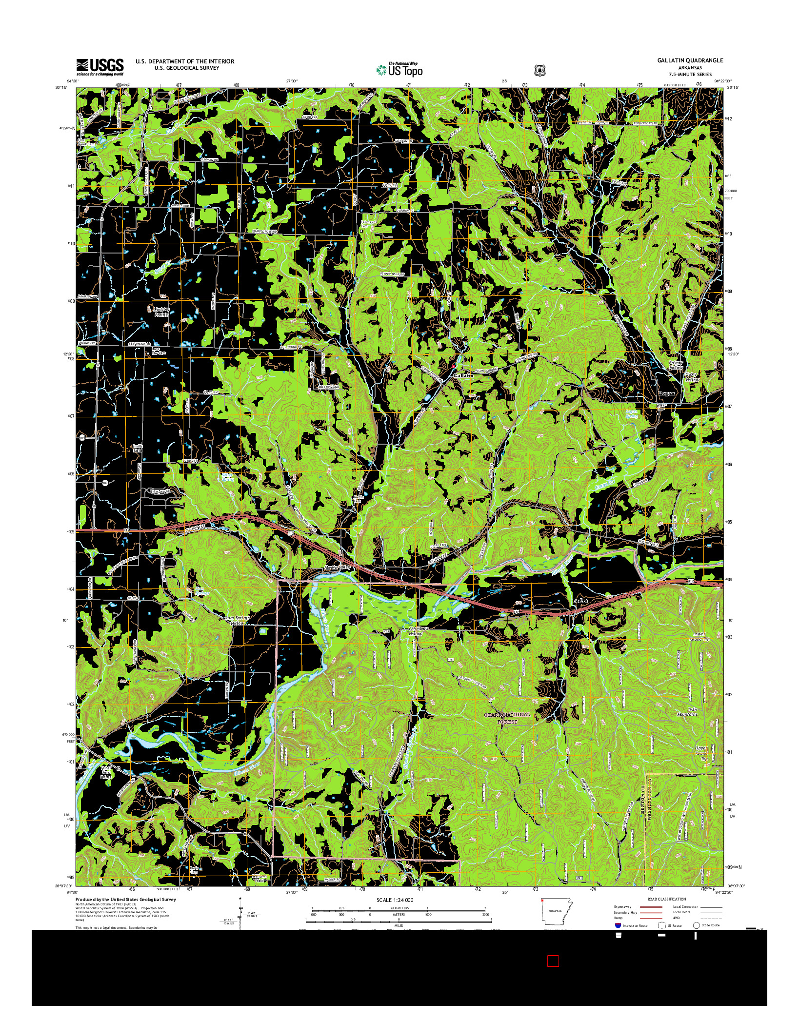 USGS US TOPO 7.5-MINUTE MAP FOR GALLATIN, AR 2017