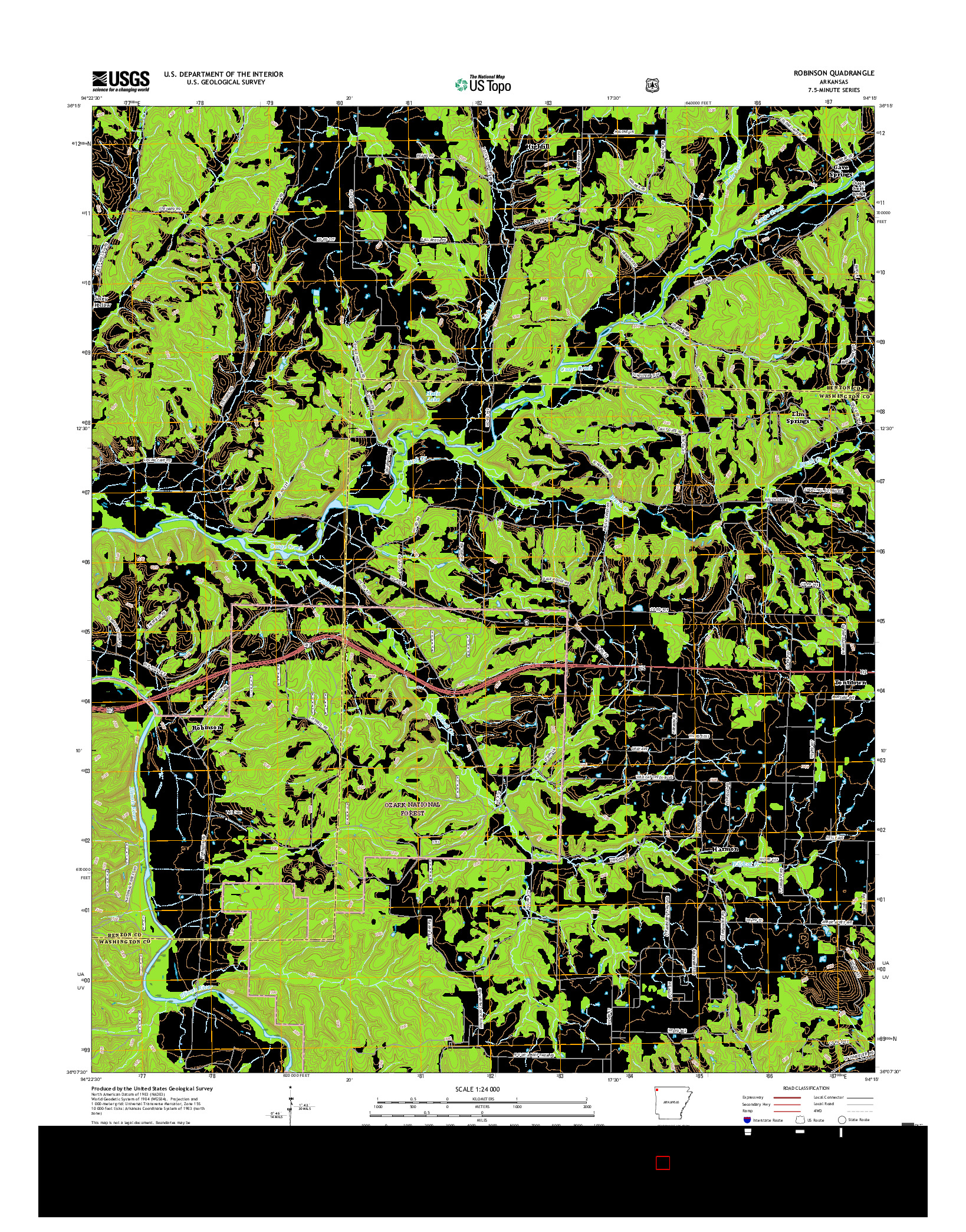 USGS US TOPO 7.5-MINUTE MAP FOR ROBINSON, AR 2017