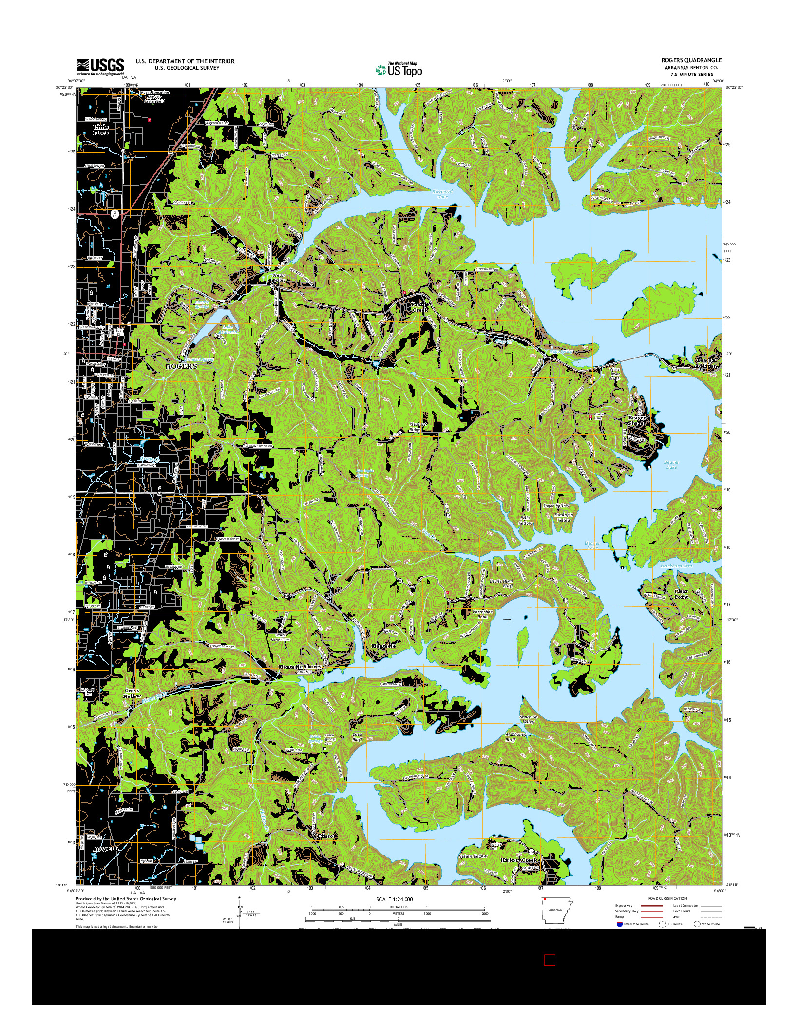 USGS US TOPO 7.5-MINUTE MAP FOR ROGERS, AR 2017