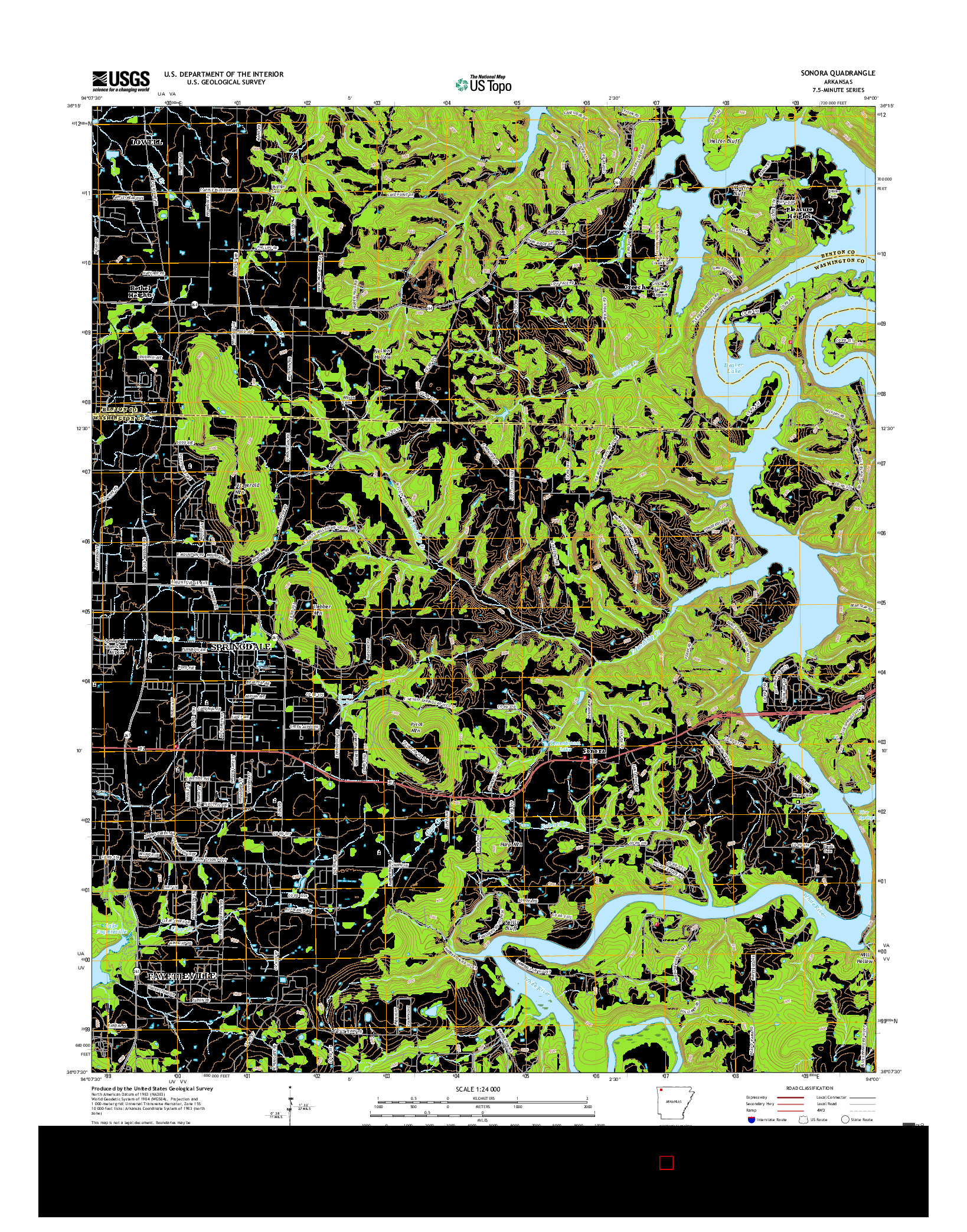 USGS US TOPO 7.5-MINUTE MAP FOR SONORA, AR 2017