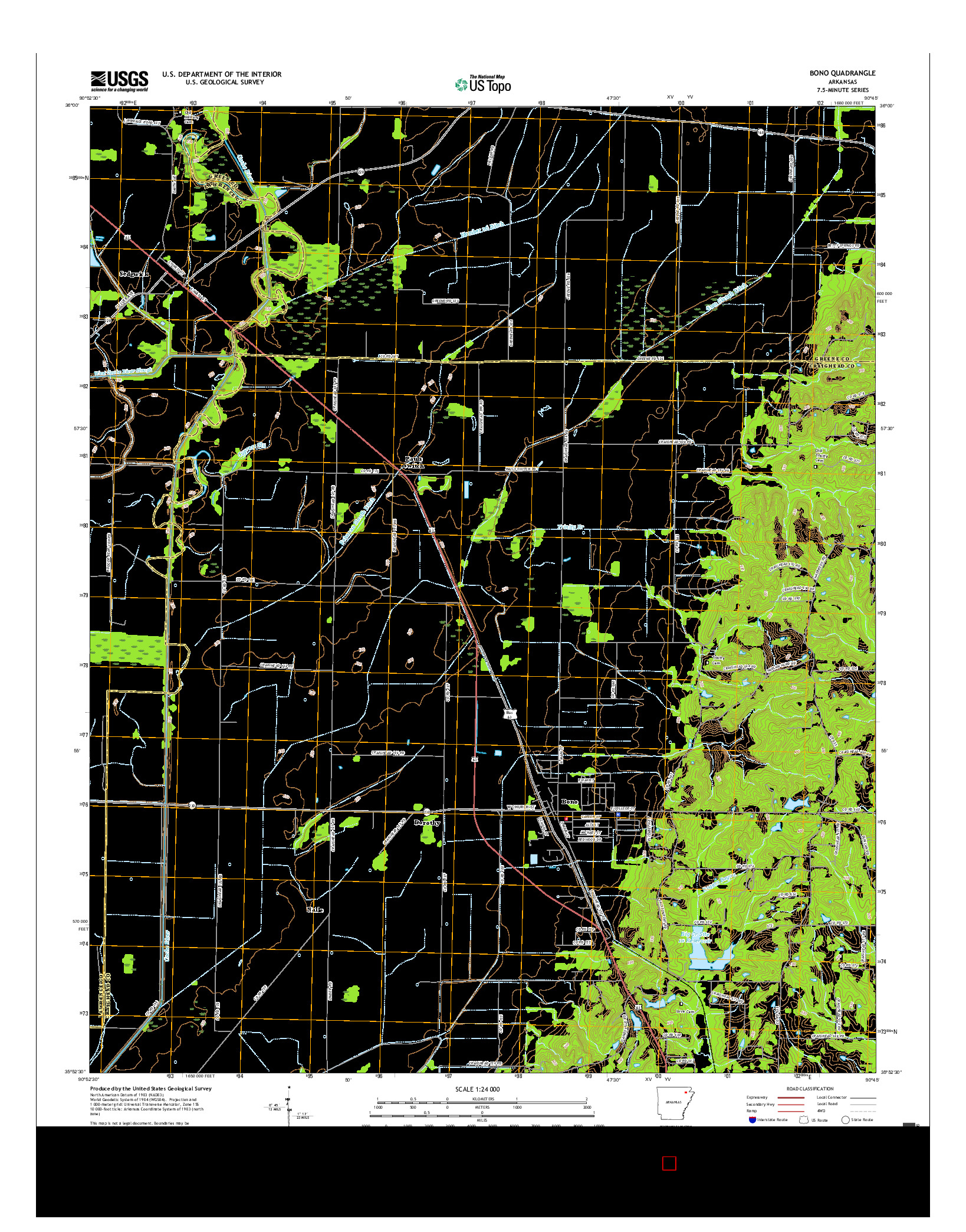 USGS US TOPO 7.5-MINUTE MAP FOR BONO, AR 2017