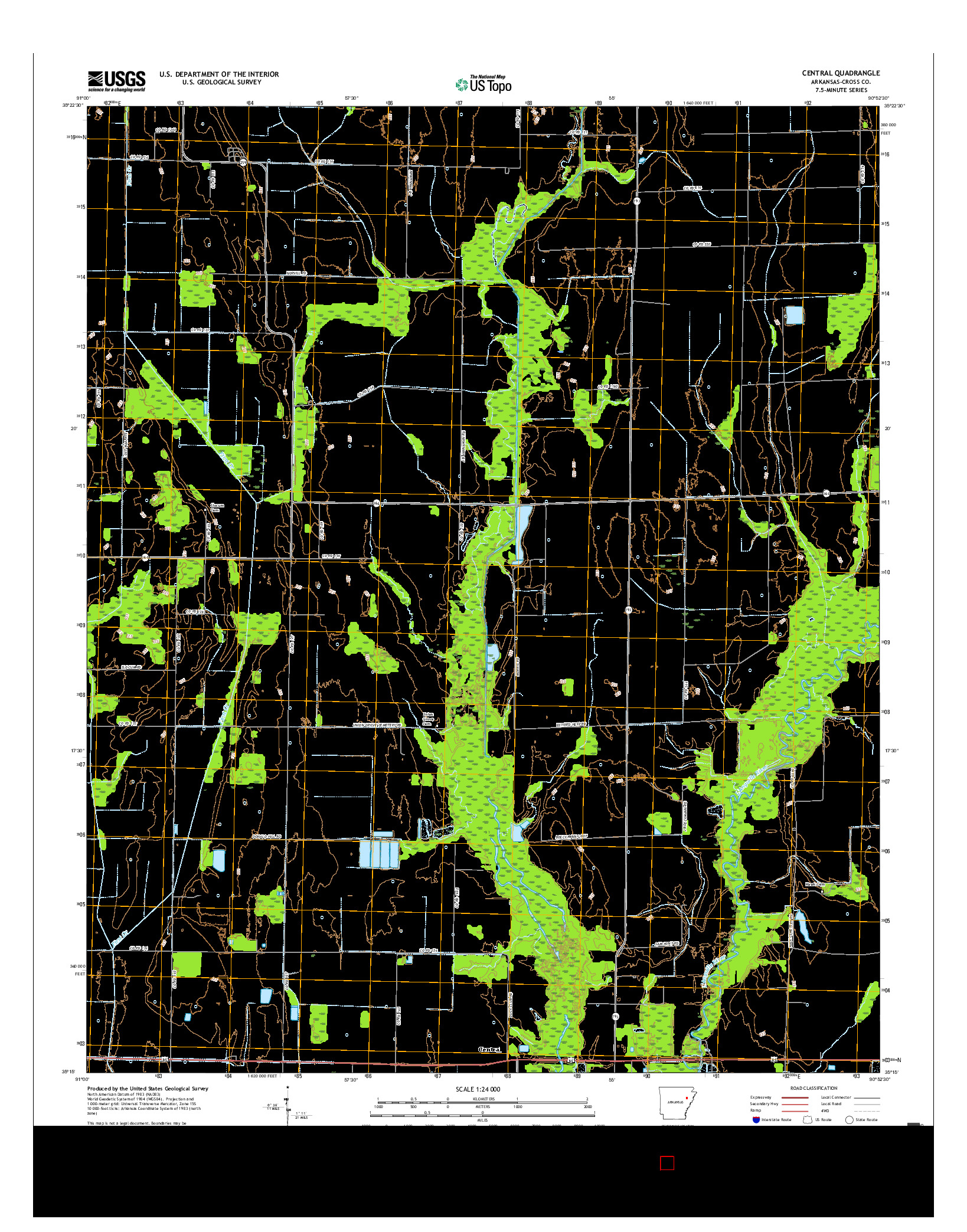 USGS US TOPO 7.5-MINUTE MAP FOR CENTRAL, AR 2017